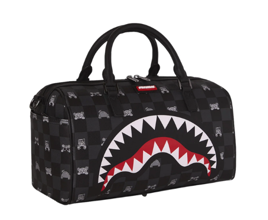 bauletto gray peeking character check mini duffle sprayground 
