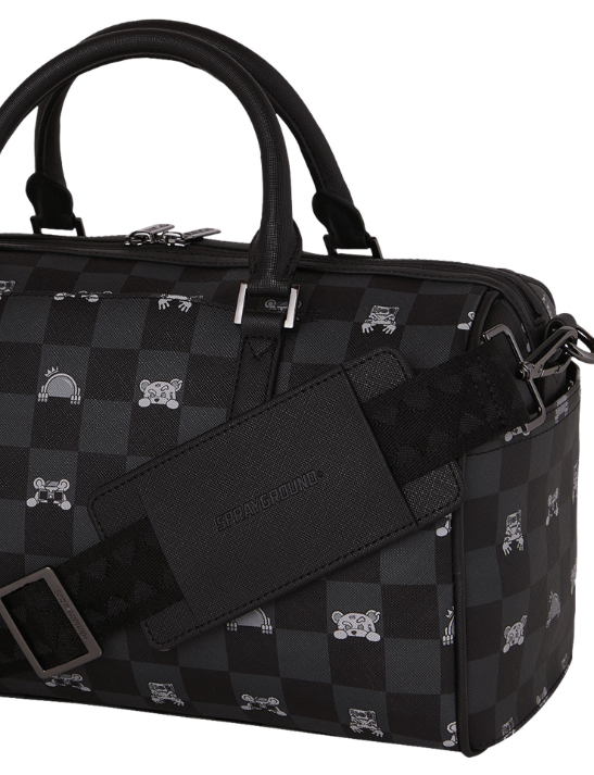 bauletto gray peeking character check mini duffle sprayground 