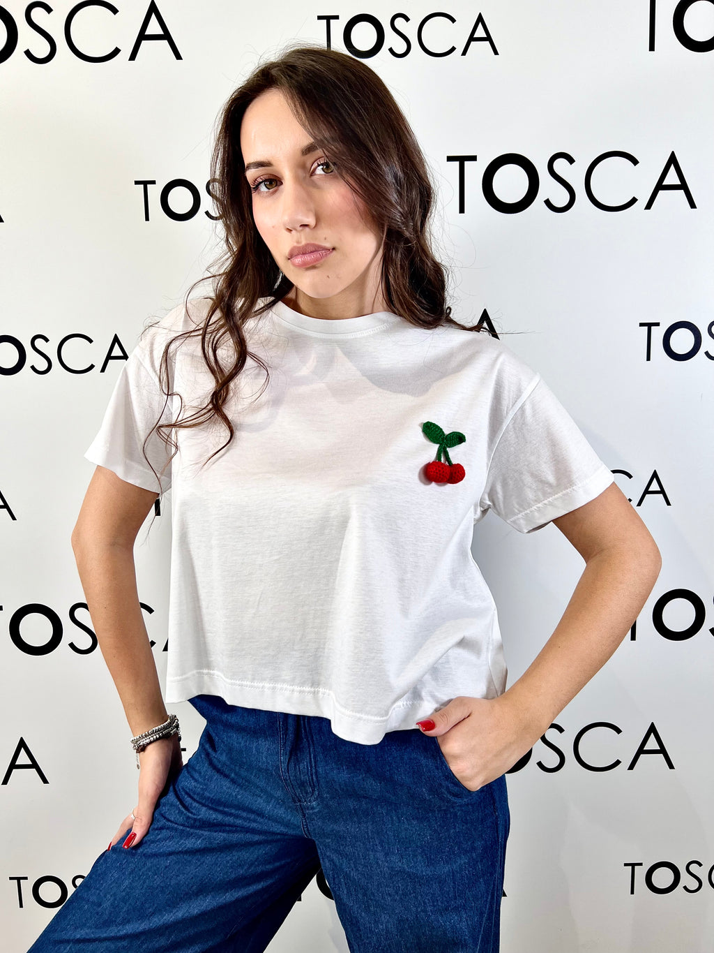 crop top applicazione cherry white wise 
