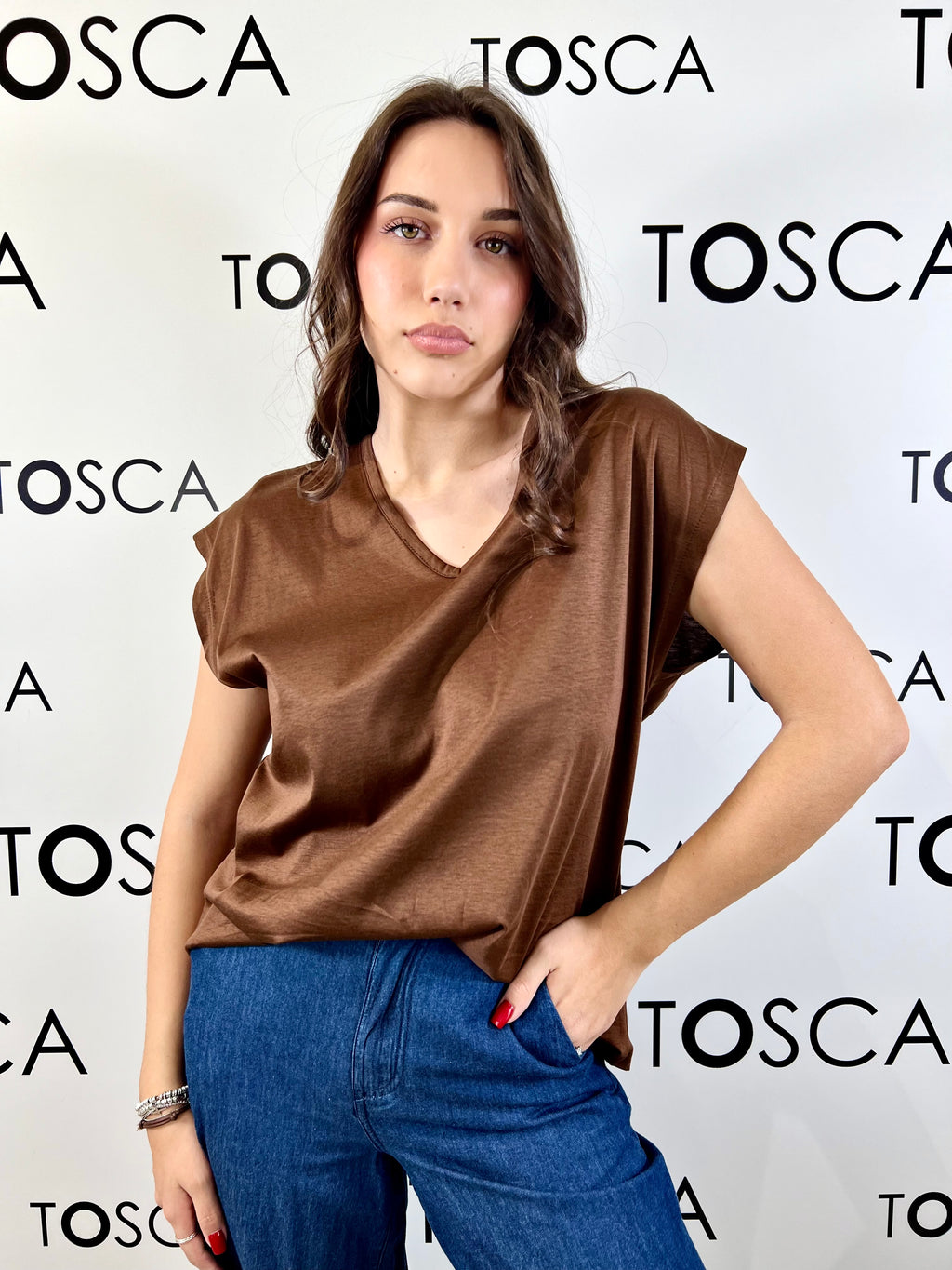 maglia scollo a v filo di scozia white wise 