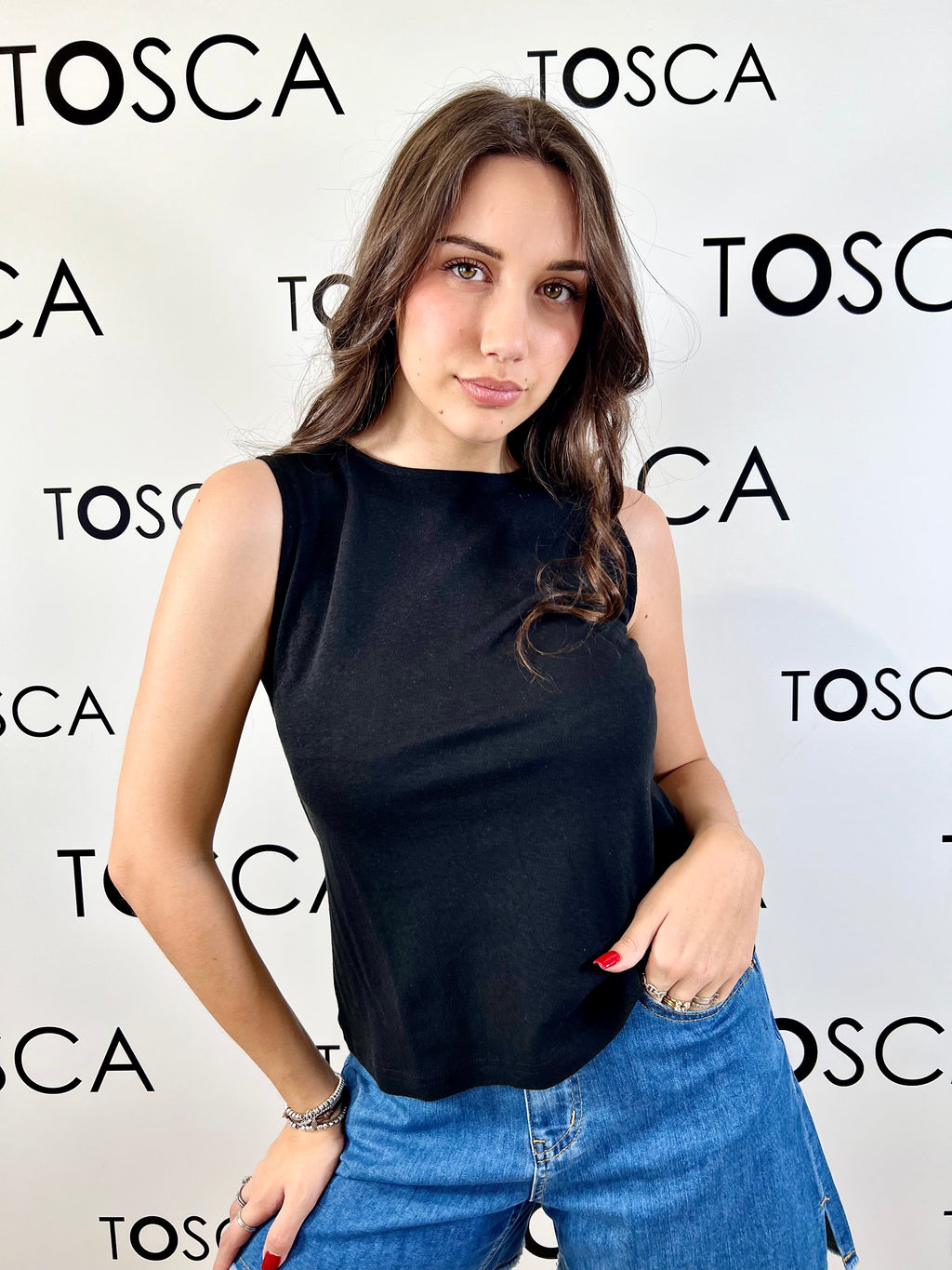 top misto lino con bottoncini white wise 