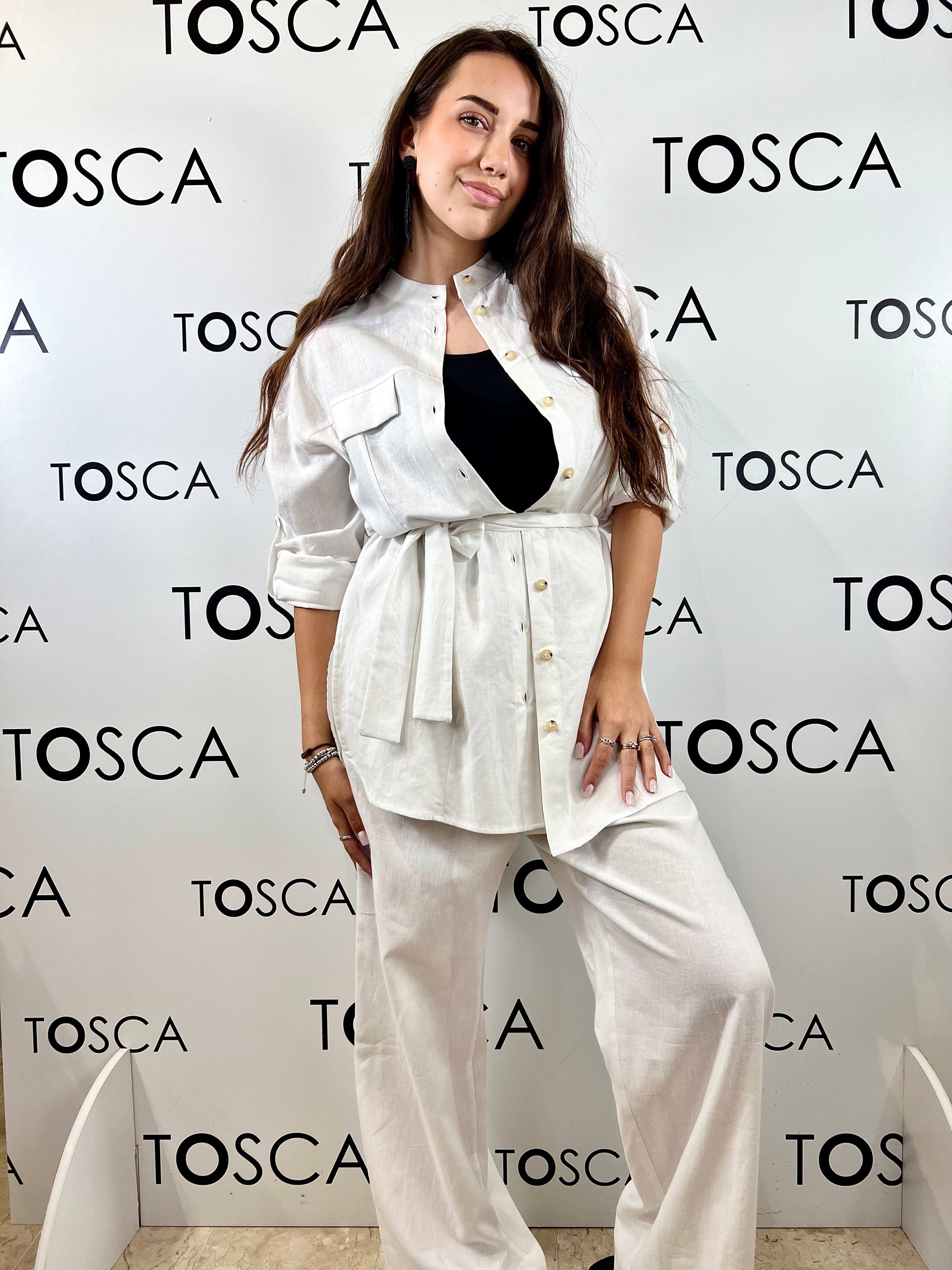 camicione in misto lino white wise 
