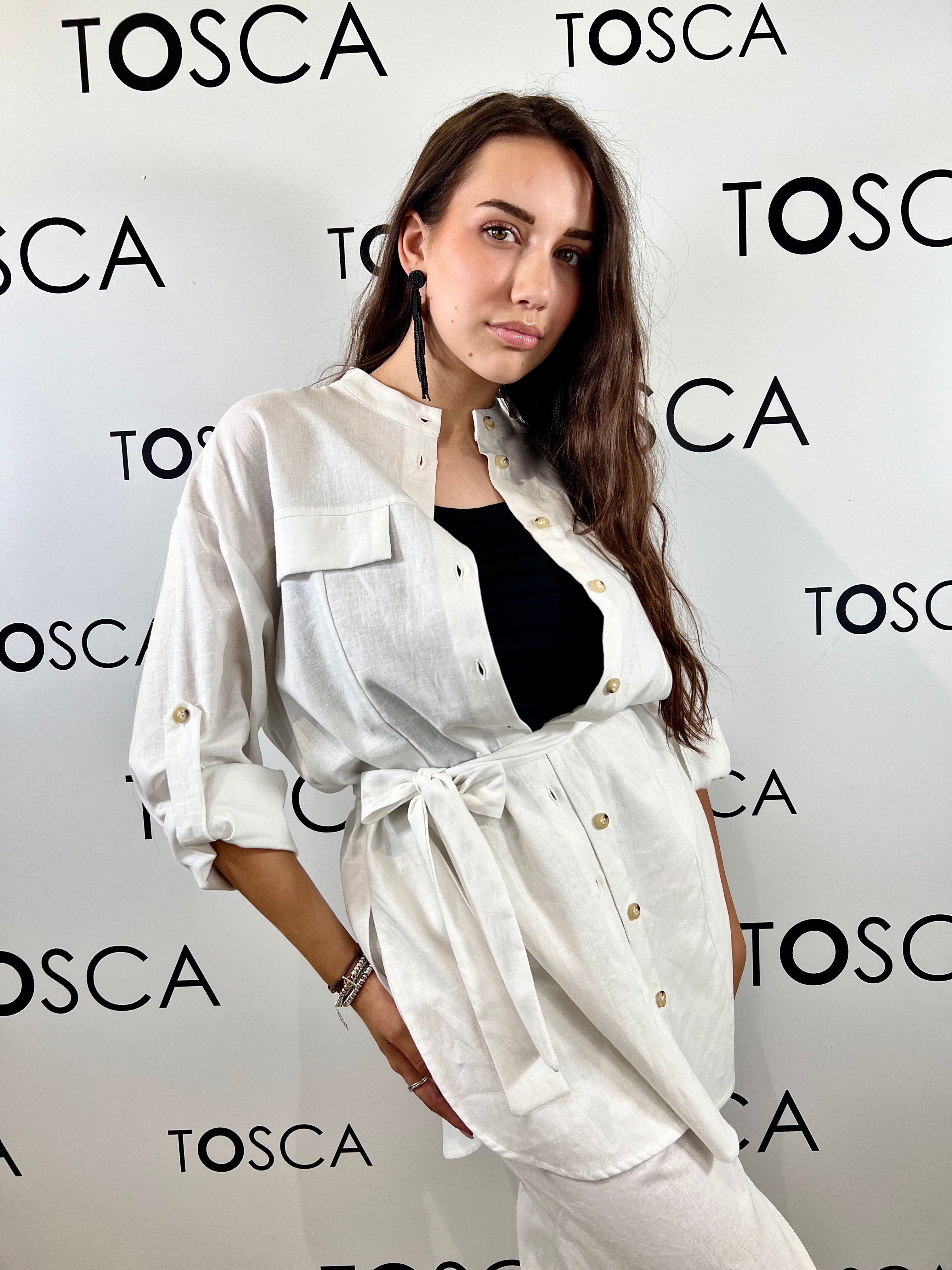 camicione in misto lino white wise 