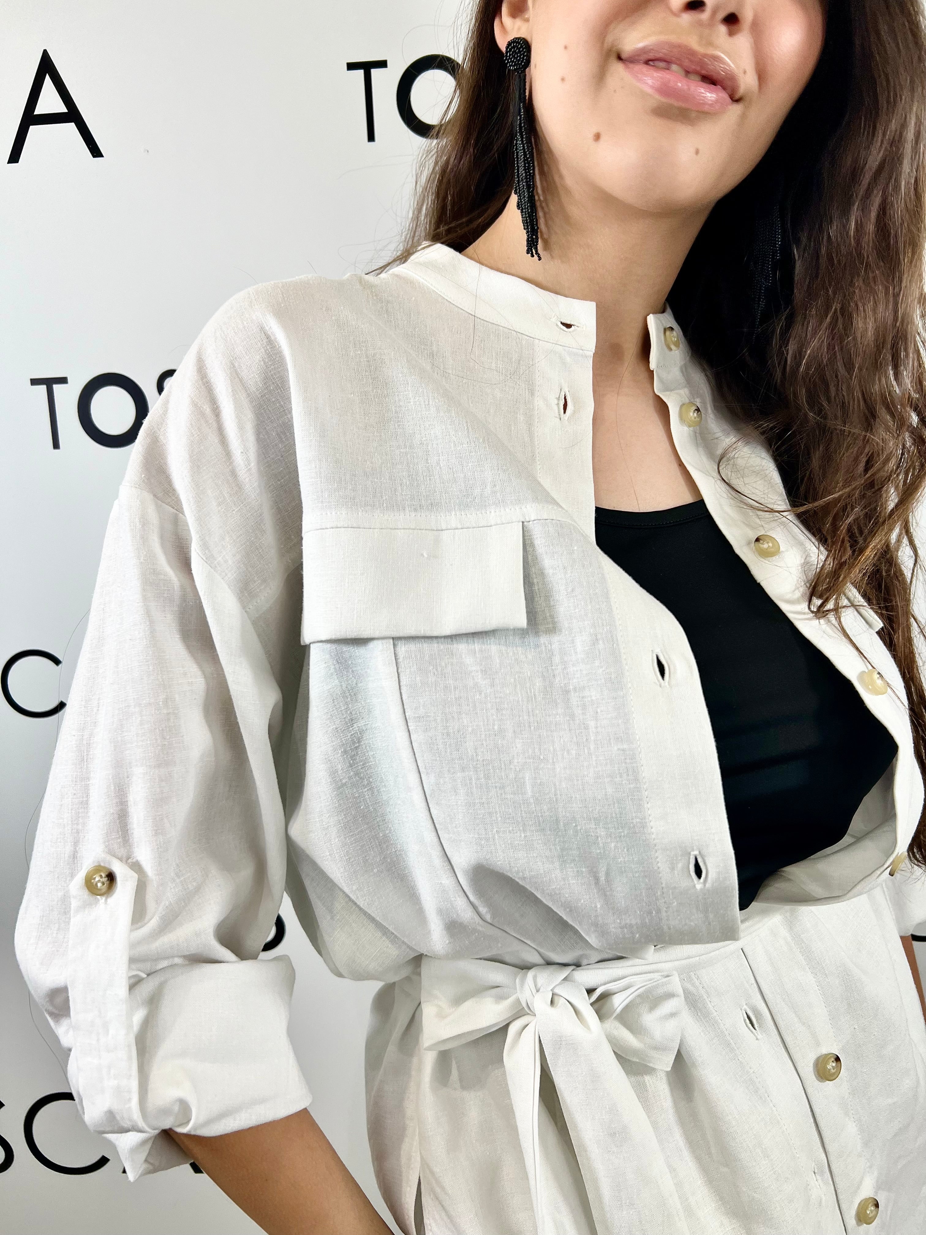 camicione in misto lino white wise 