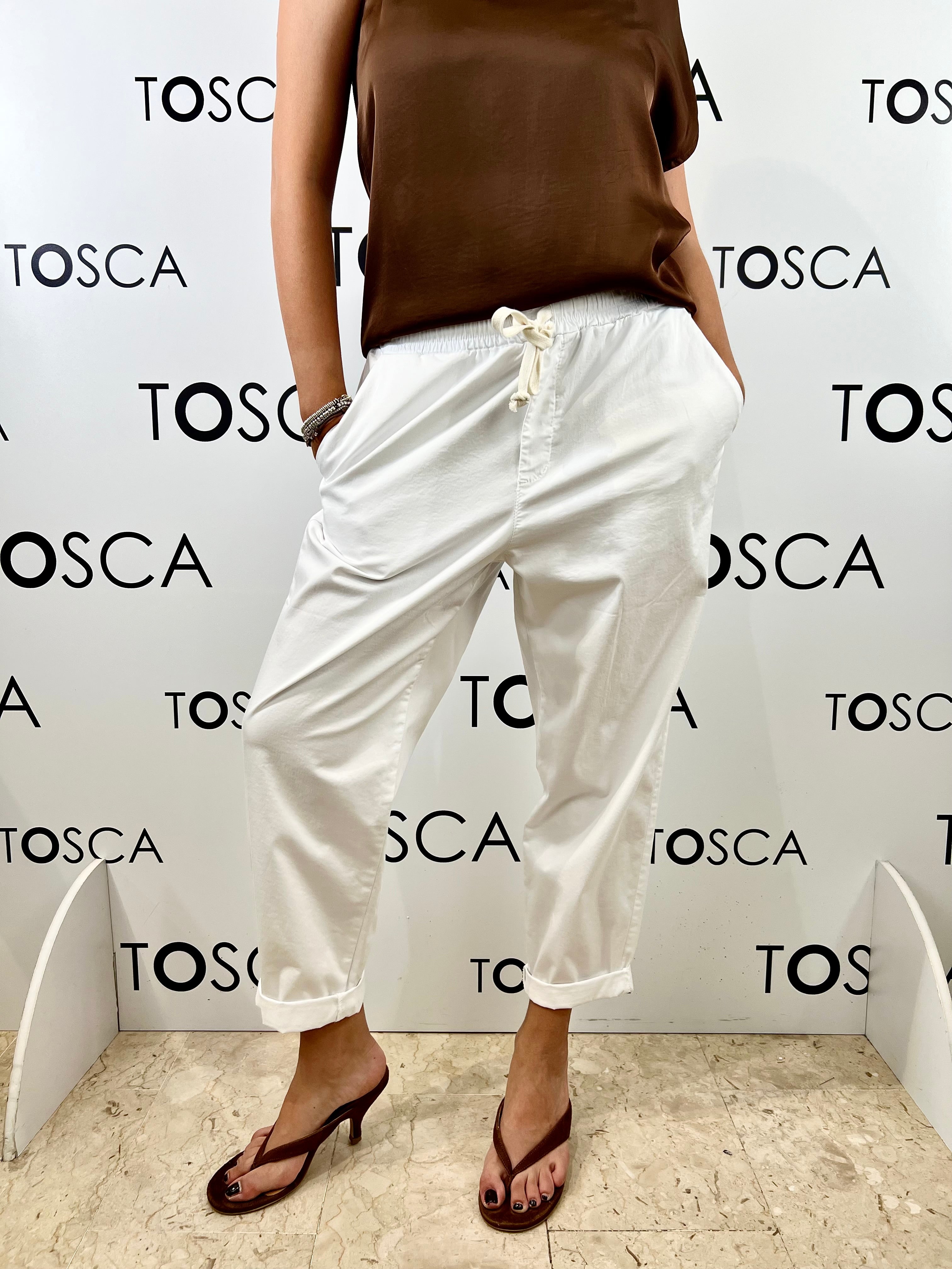 pantaloni con coulisse in gabardina 