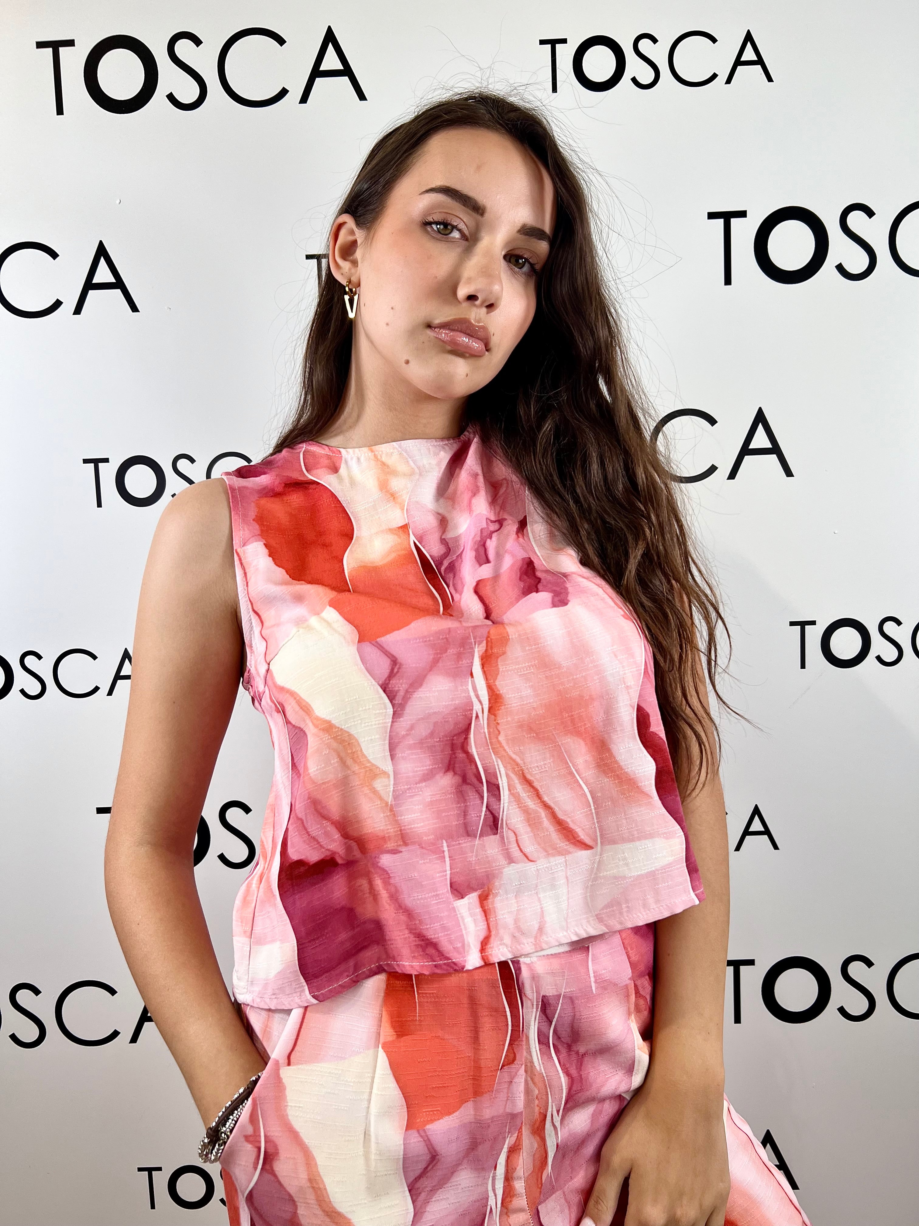top fantasia con bottoni retro white wise 
