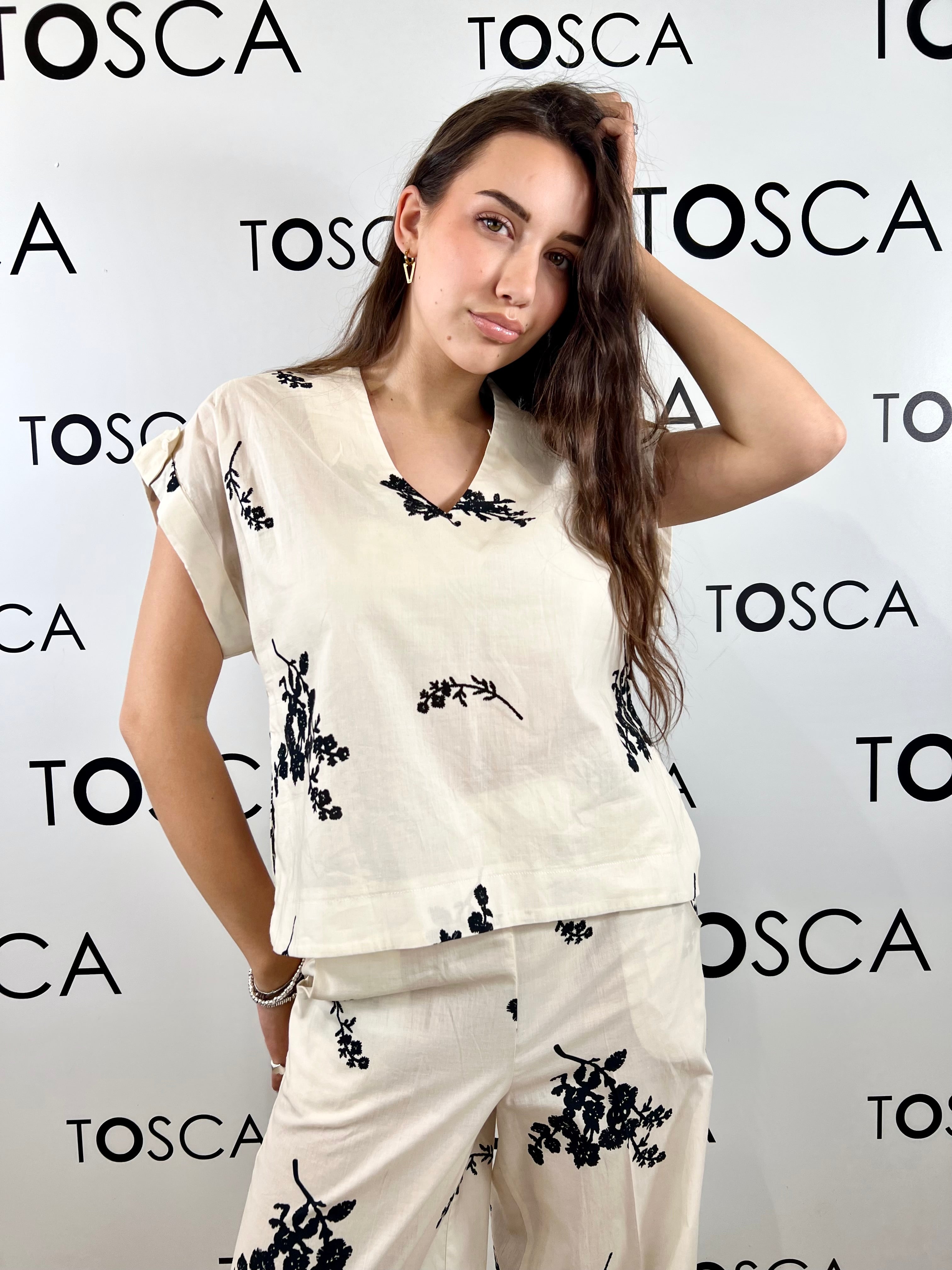casacca scollo a v fantasia floreale white wise 
