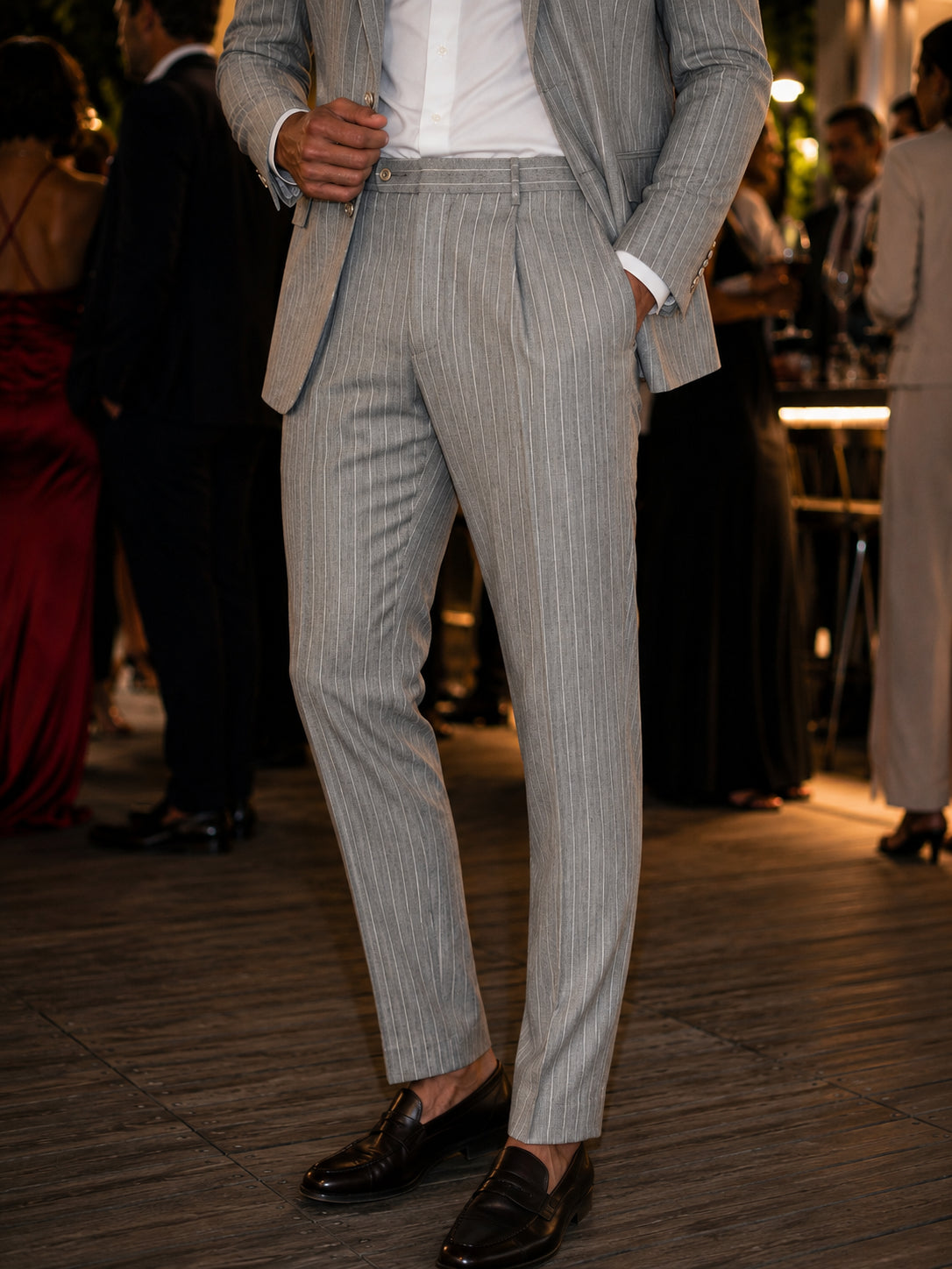 Pantalone gessato grigio Alessandrini 