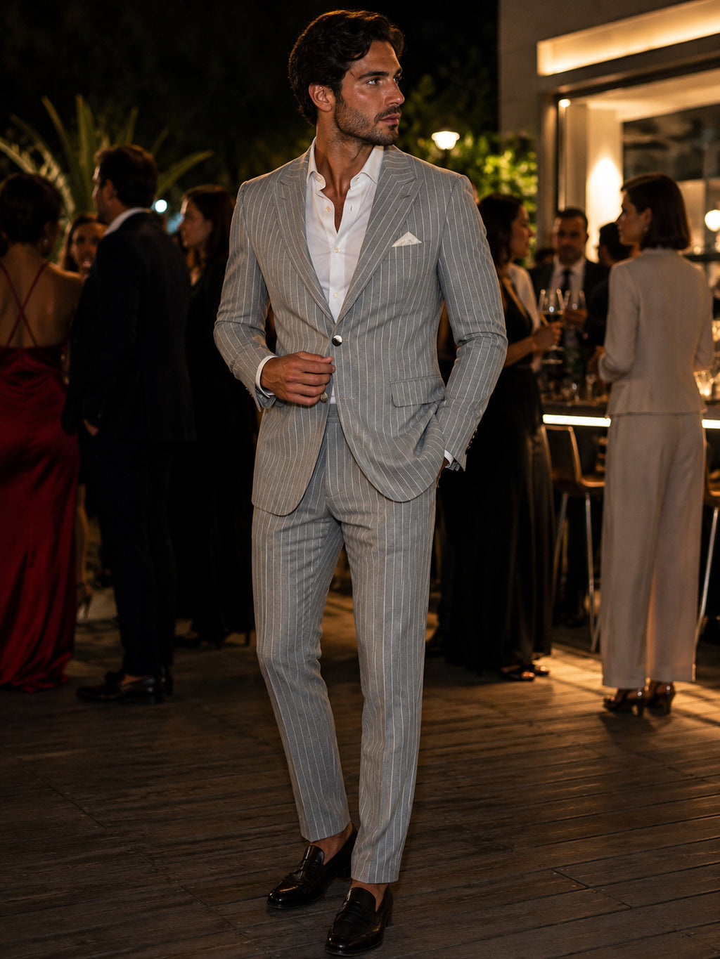 Pantalone gessato grigio Alessandrini 
