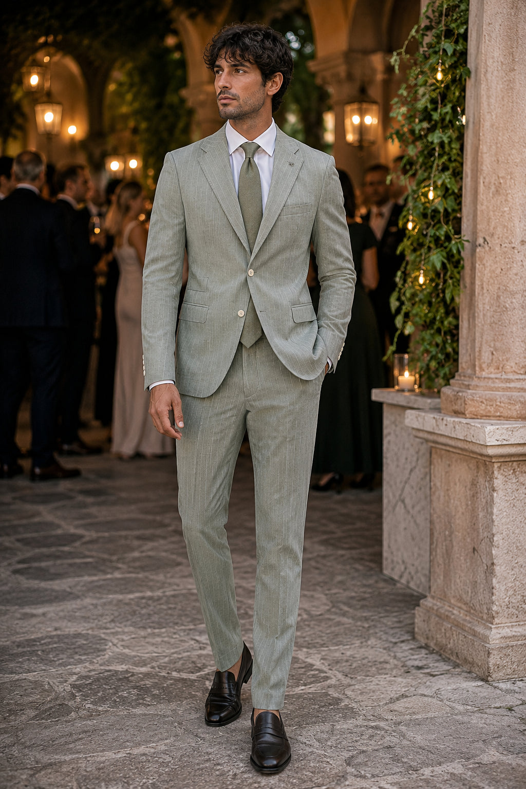 Abito gessato verde punto milano Alessandro Gilles 