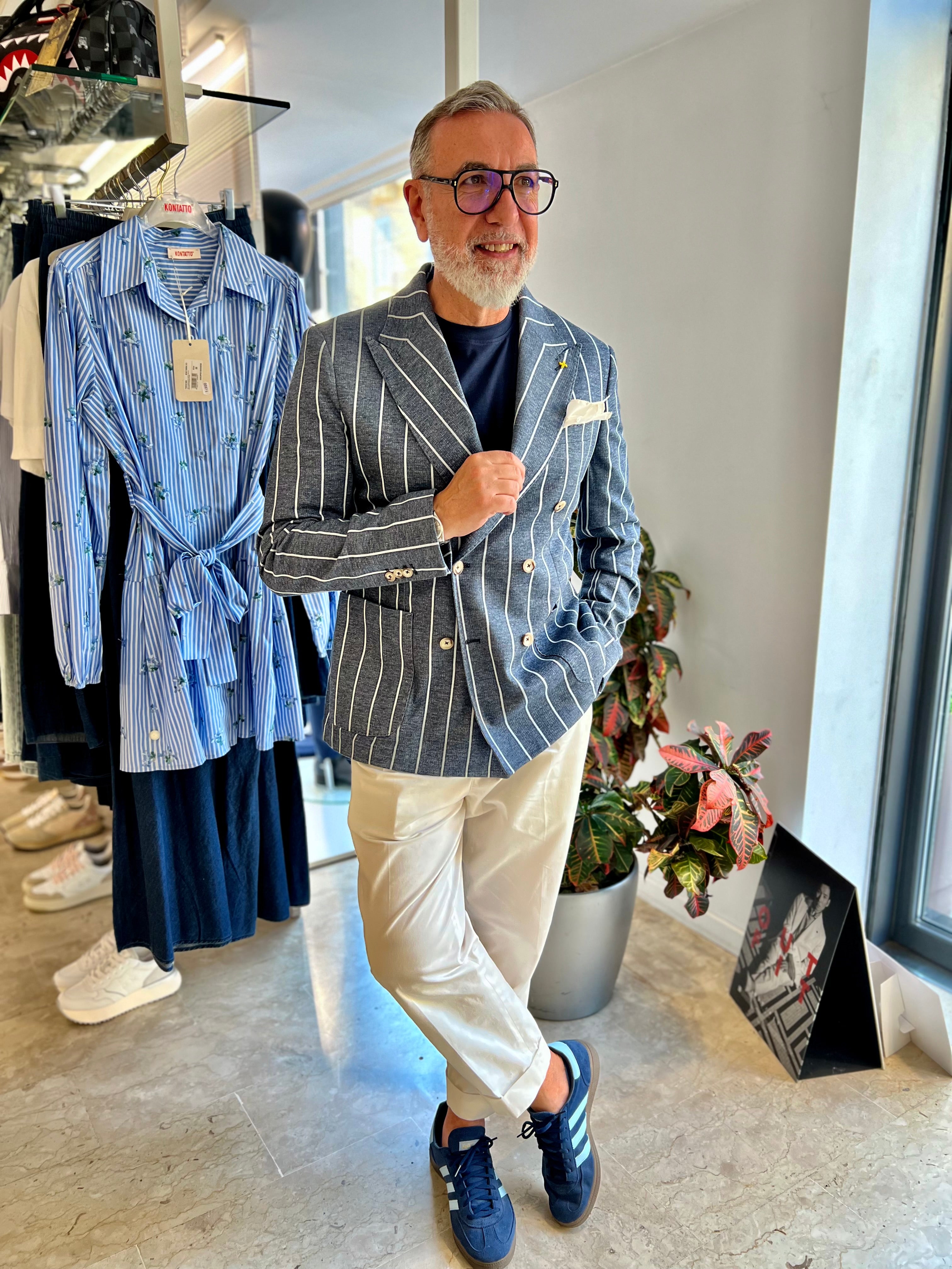 Giacca gessata doppiopetto Alessandro Gilles 