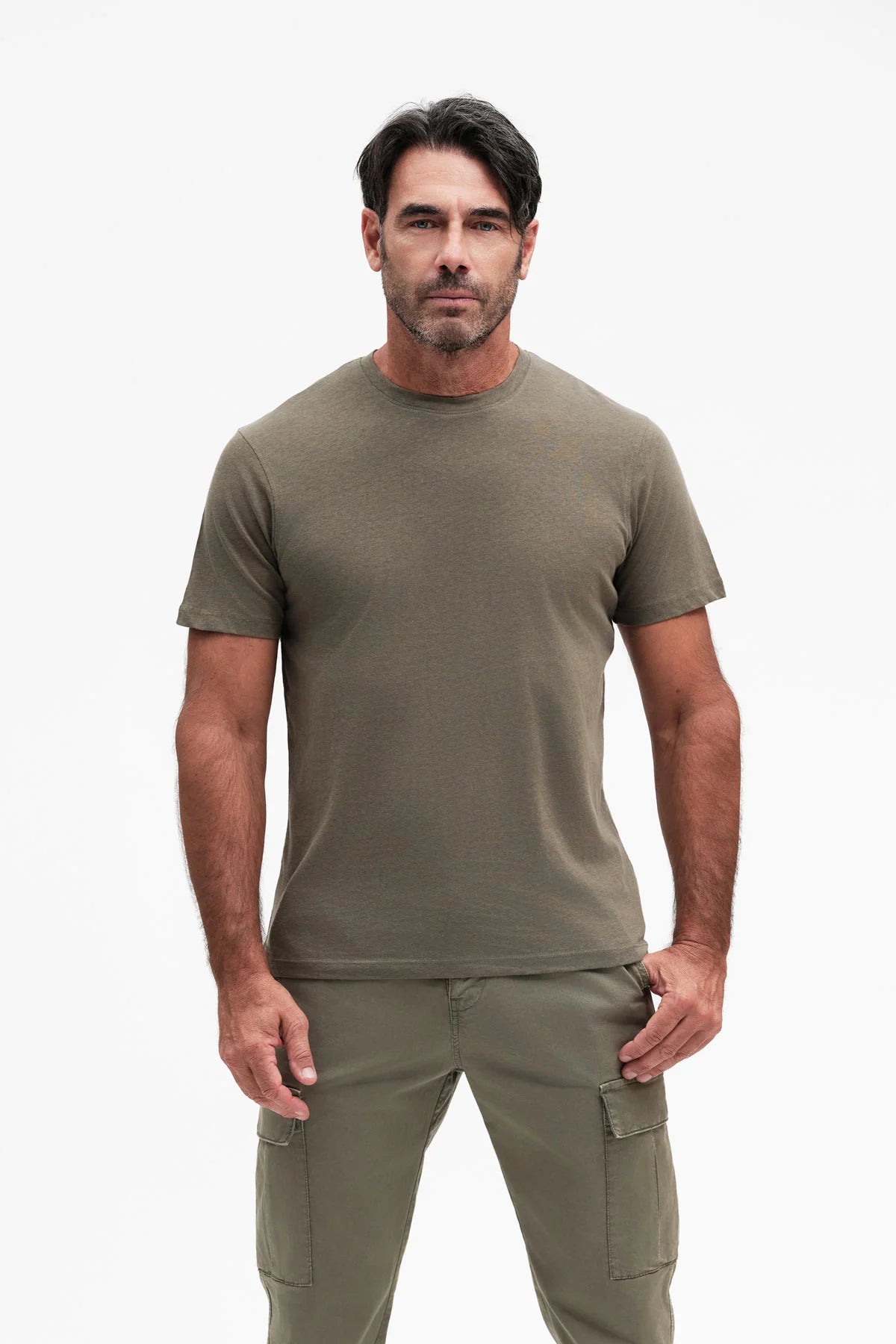 White Wise T SHIRT A MANICA CORTA MISTO LINO - WU31010