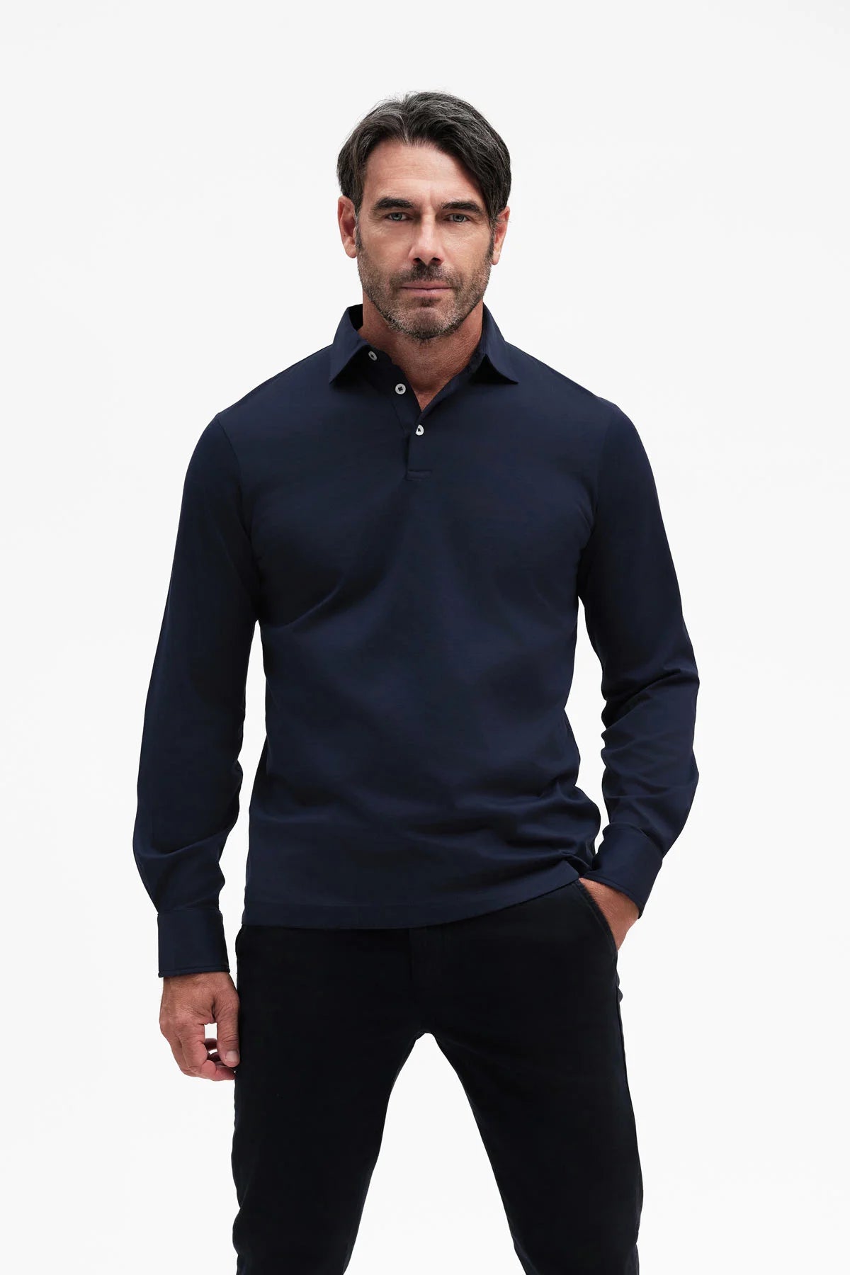 White Wise POLO IN JERSEY MANICA LUNGA FILO DI SCOZIA - WU31023