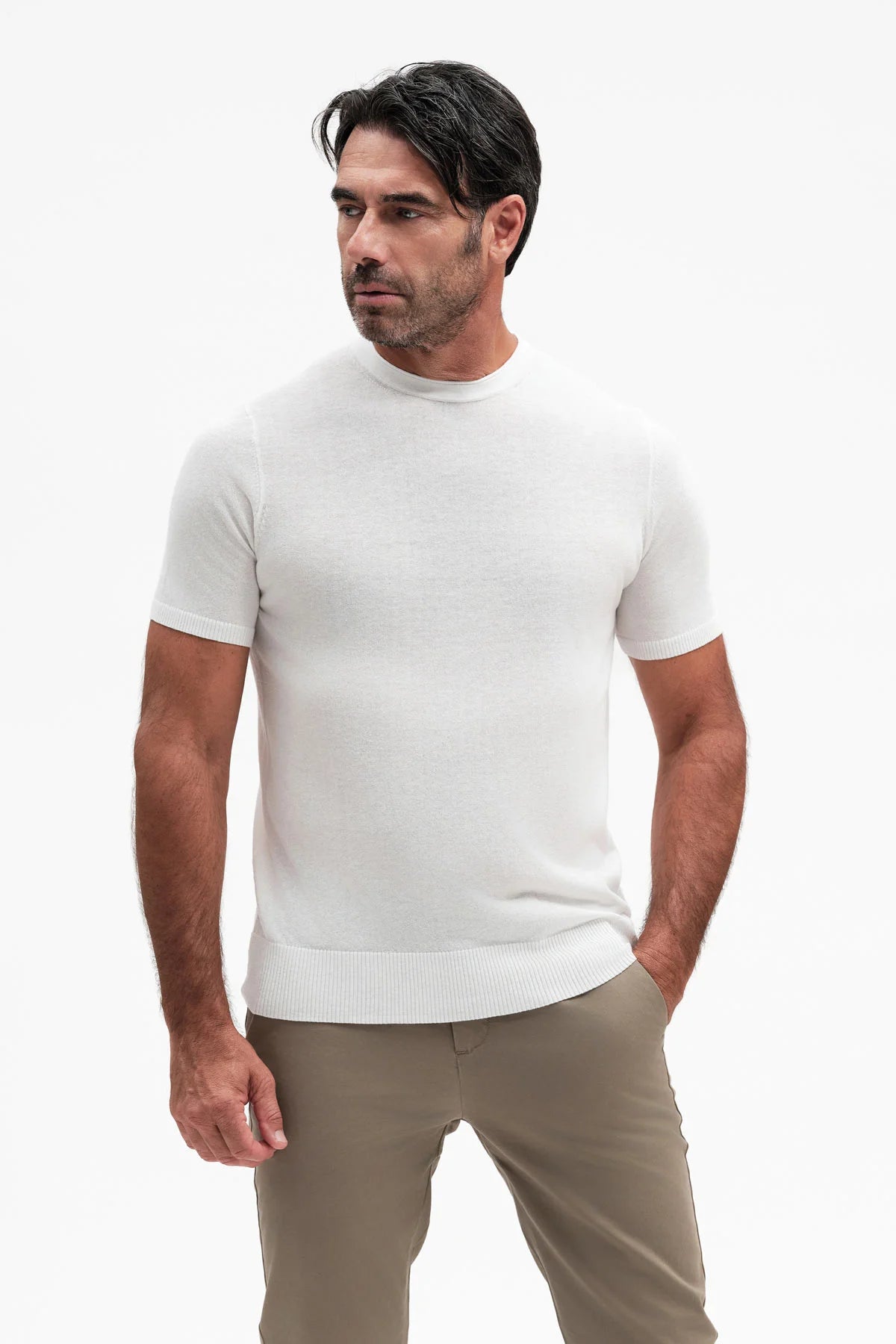White Wise MAGLIA MANICA CORTA MISTOLINO CON TAGLIO VIVO GG14 - WU31025