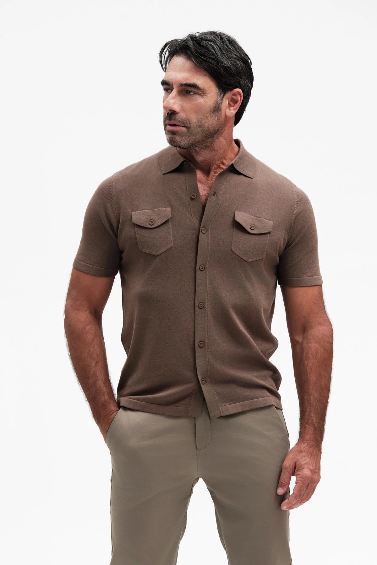 White Wise CAMICIA IN MAGLIA CON TASCONI COTONE GG14 - WU31057