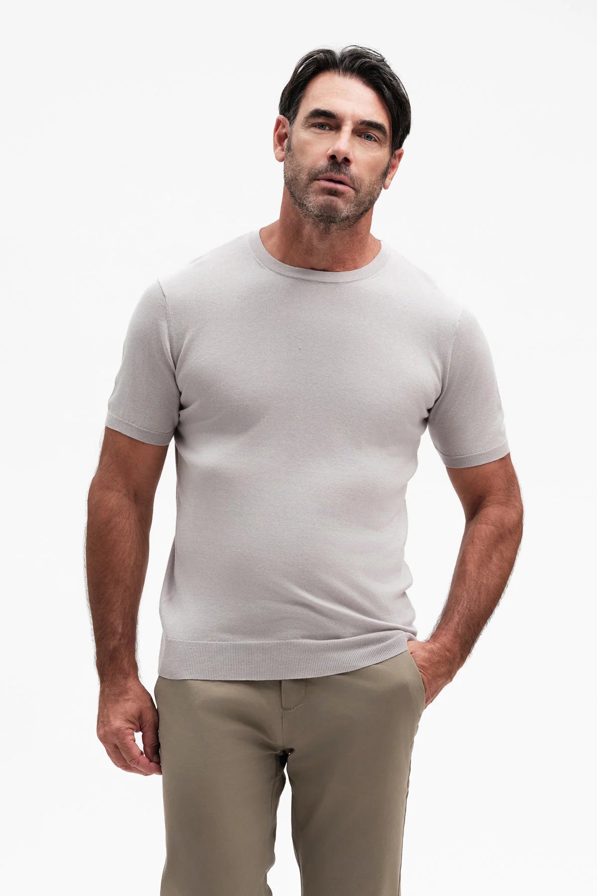 White Wise GIROCOLLO MANICA CORTA COTONE TENCEL GG14 - WU31100