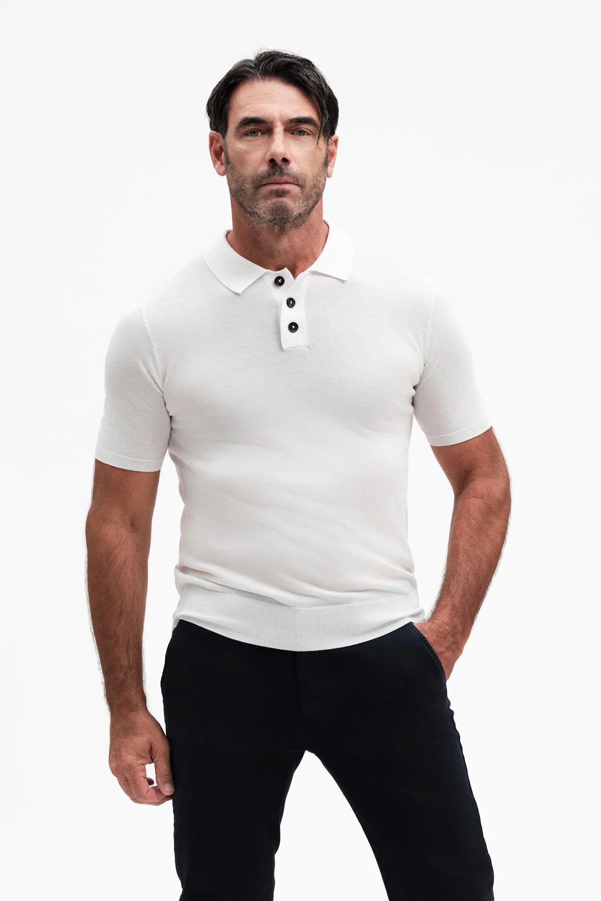 White Wise POLO IN MAGLIA MISTO SETA GG14 - WU31111