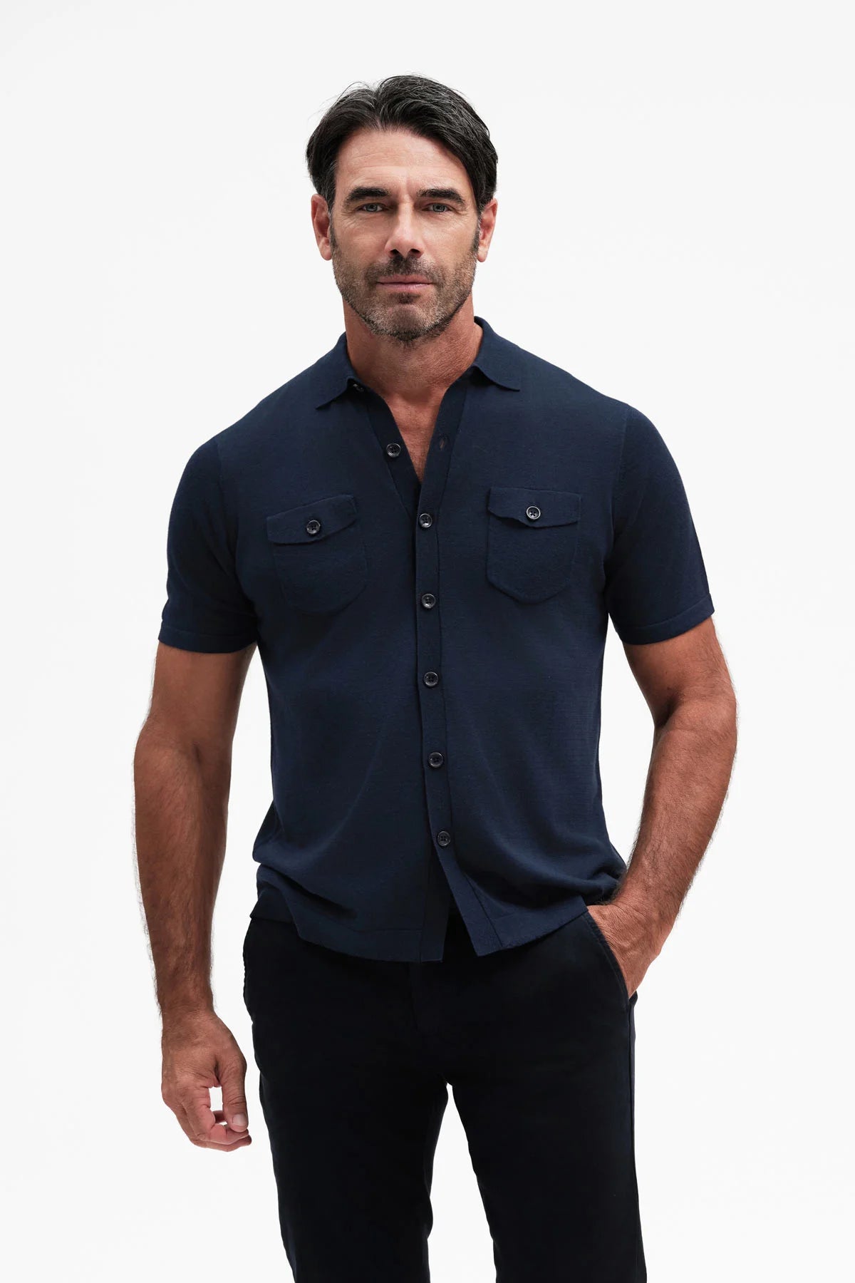 White Wise CAMICIA IN MAGLIA MISTO SETA CON TASCONI GG14 - WU31112