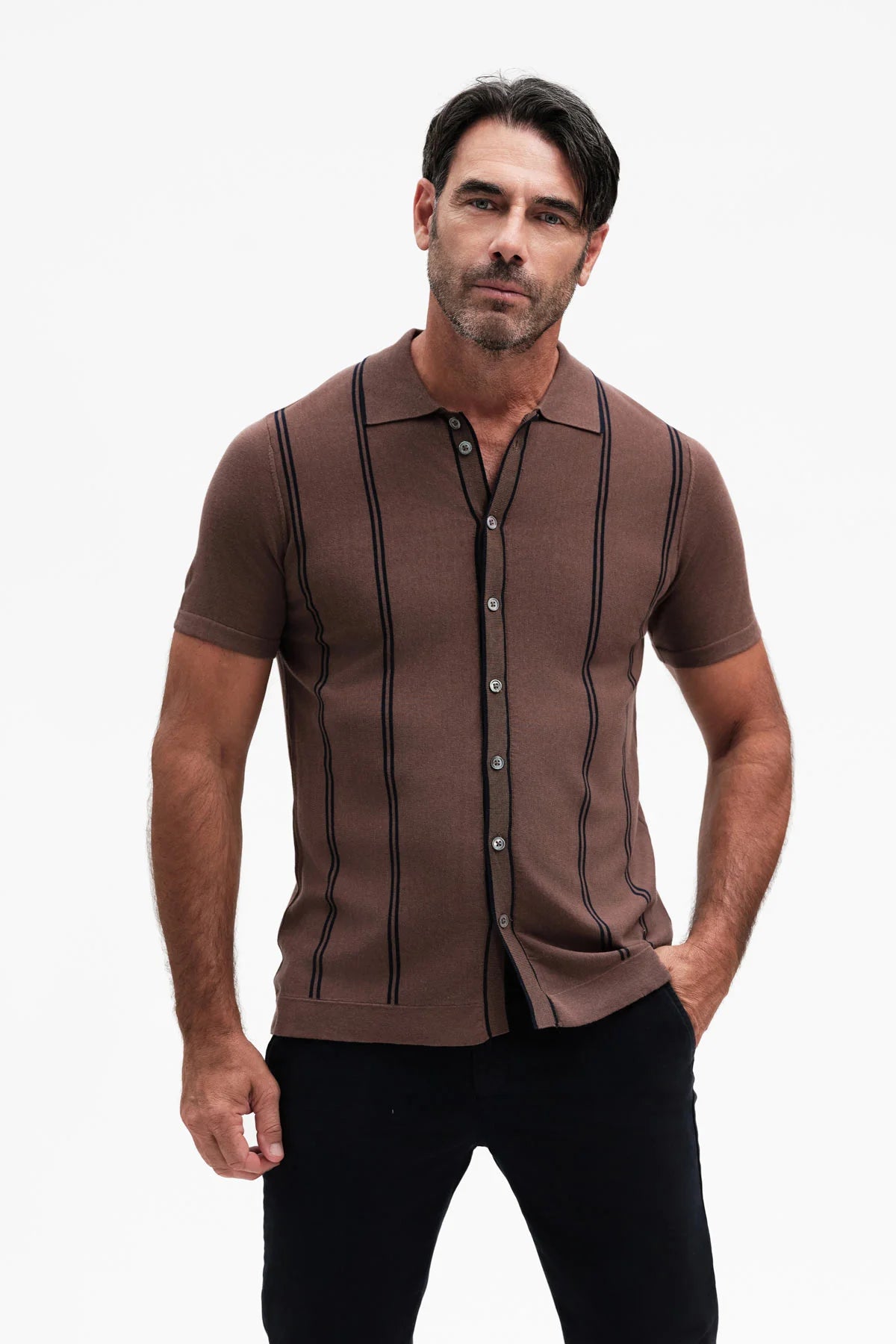 White Wise CAMICIA IN MAGLIA RIGHE MISTO SETA GG14 - WU31116
