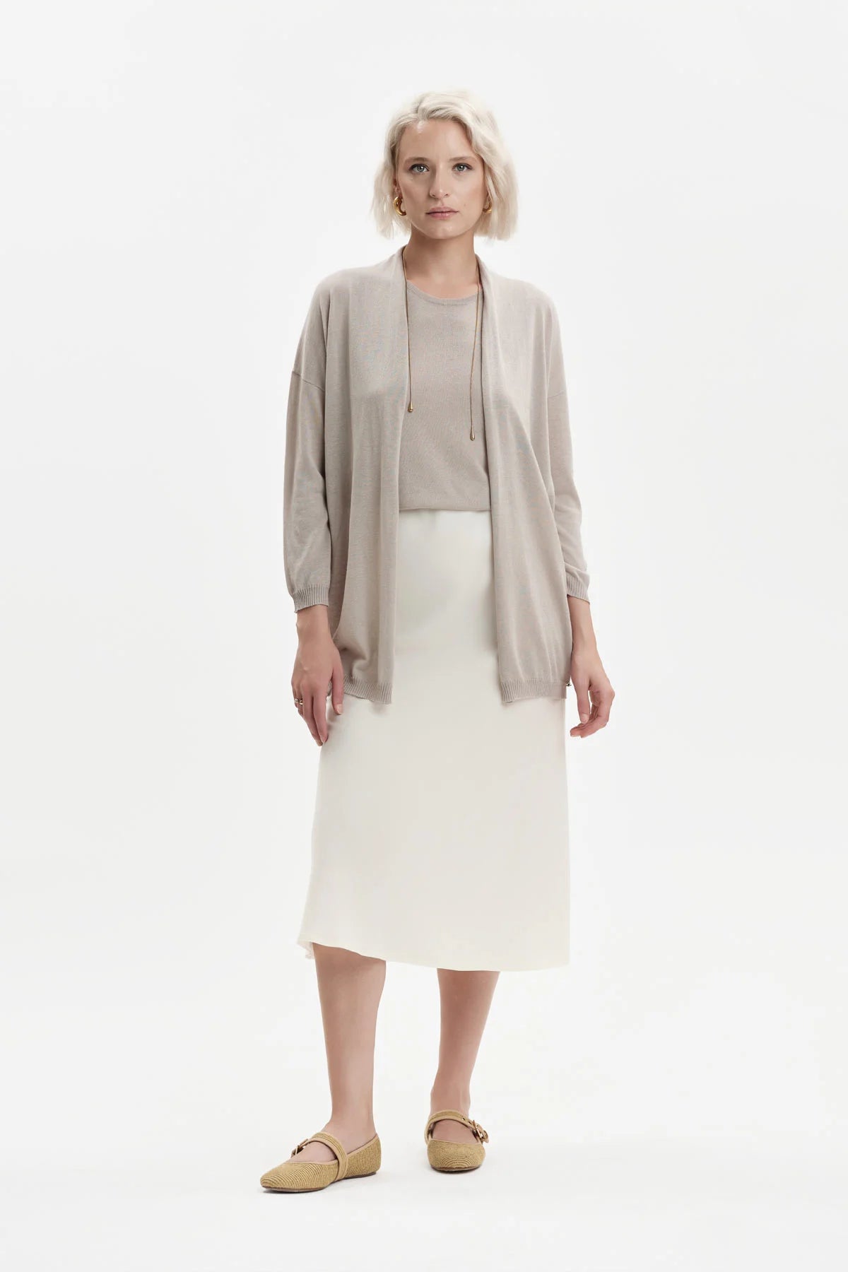 White Wise CARDIGAN APERTO IN VISCOSA SETA - WW31006