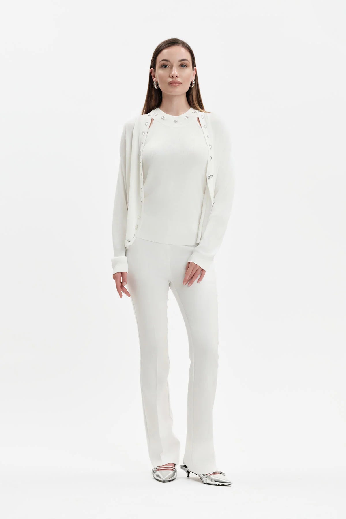 White Wise GIACCA IN MAGLIA CON CASTONI - WW31029