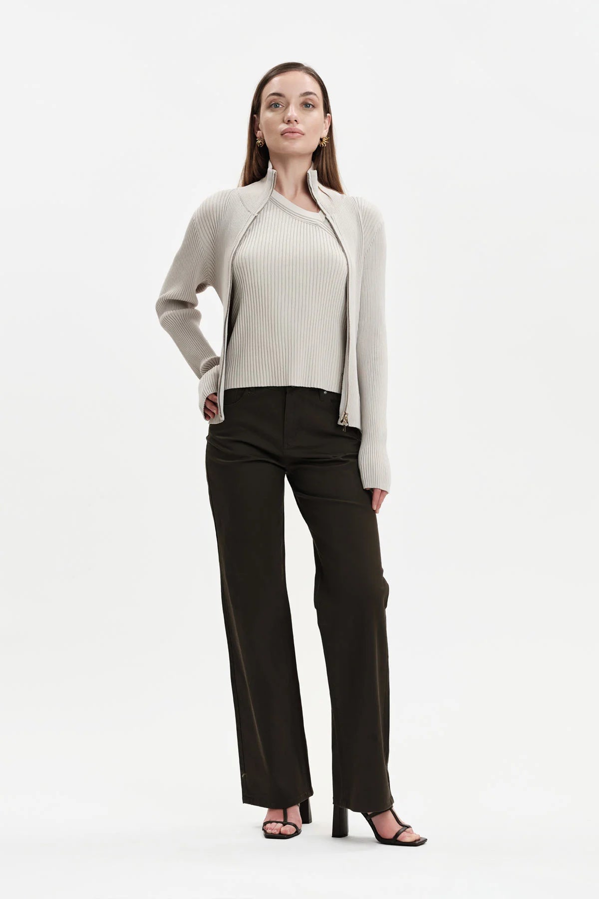 White Wise CARDIGAN DOPPIA ZIP COSTINE BICOLORE - WW31032