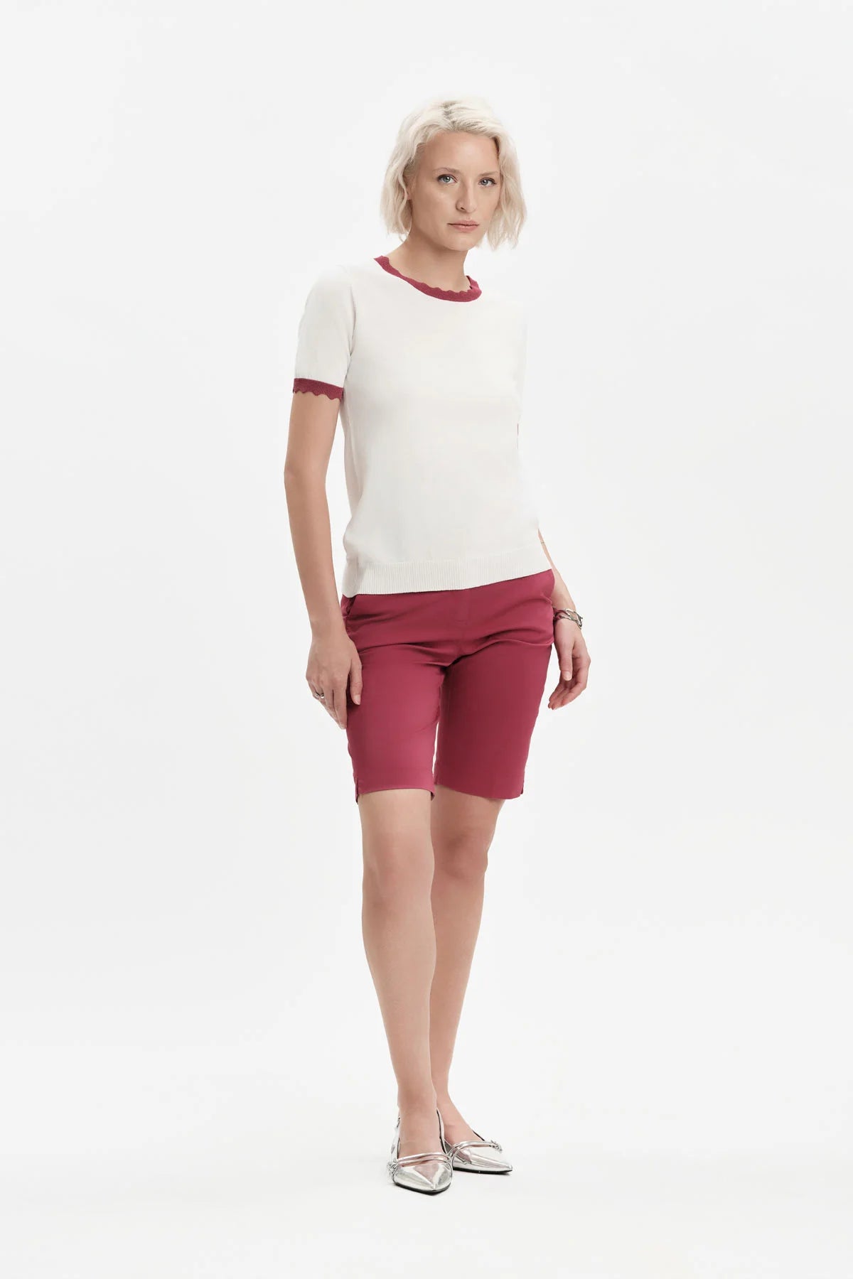 White Wise MAGLIA MANICA CORTA CON SMERLO A CONTRASTO - WW31046