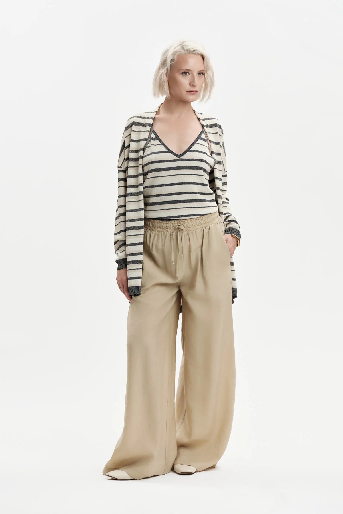 White Wise CARDIGAN RIGHE LUREX - WW31067_A