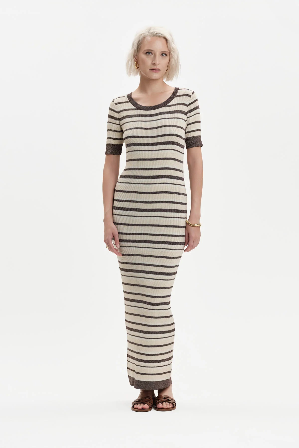 White Wise ABITO IN MAGLIA RIGHE LUREX - WW31068