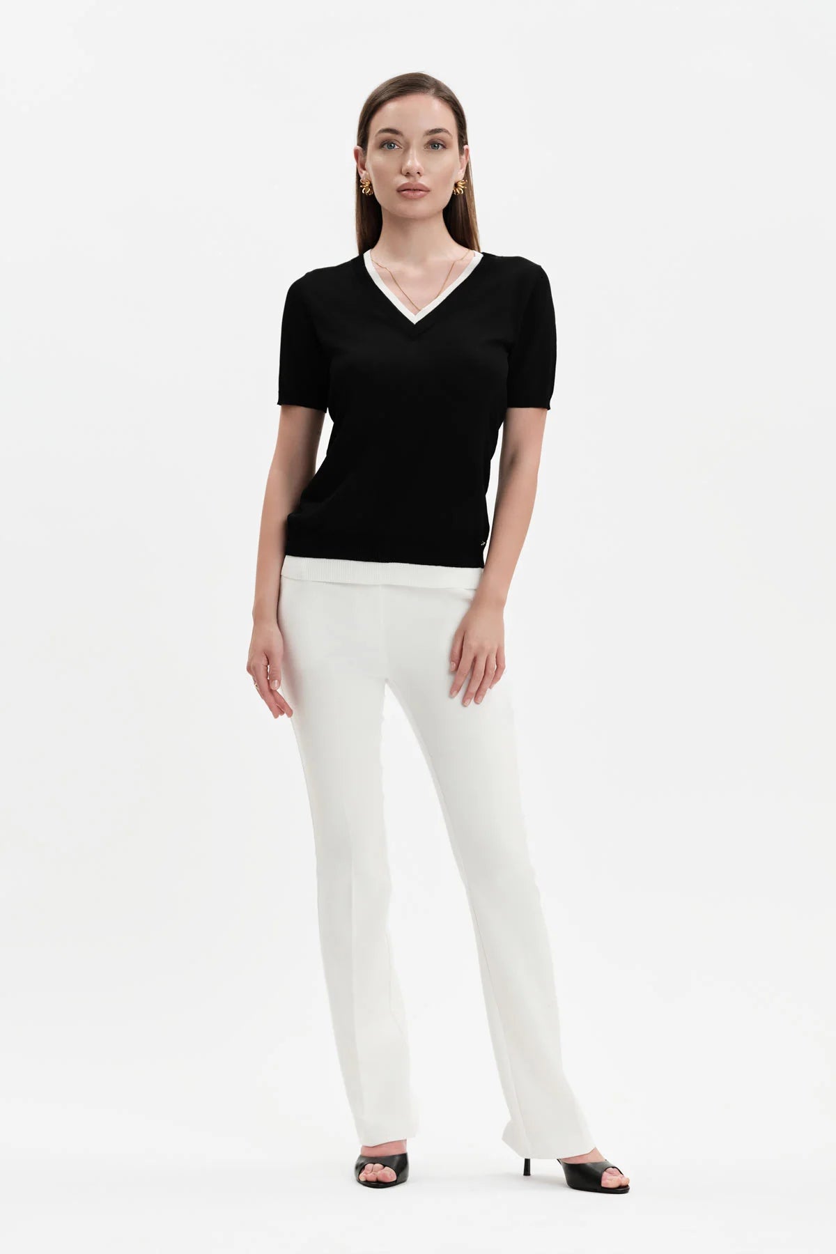 White Wise MAGLIA CON SCOLLO A V E DOPPIA COSTINA - WW31077