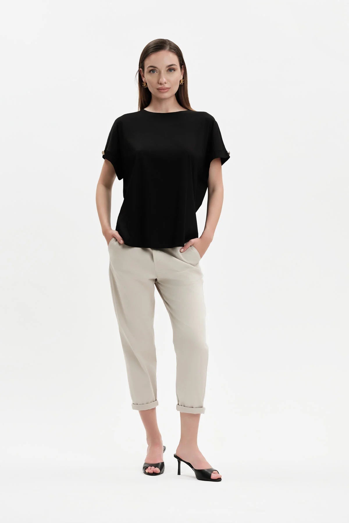 White Wise T-SHIRT CON RISVOLTO IN FILO DI SCOZIA - WW31120