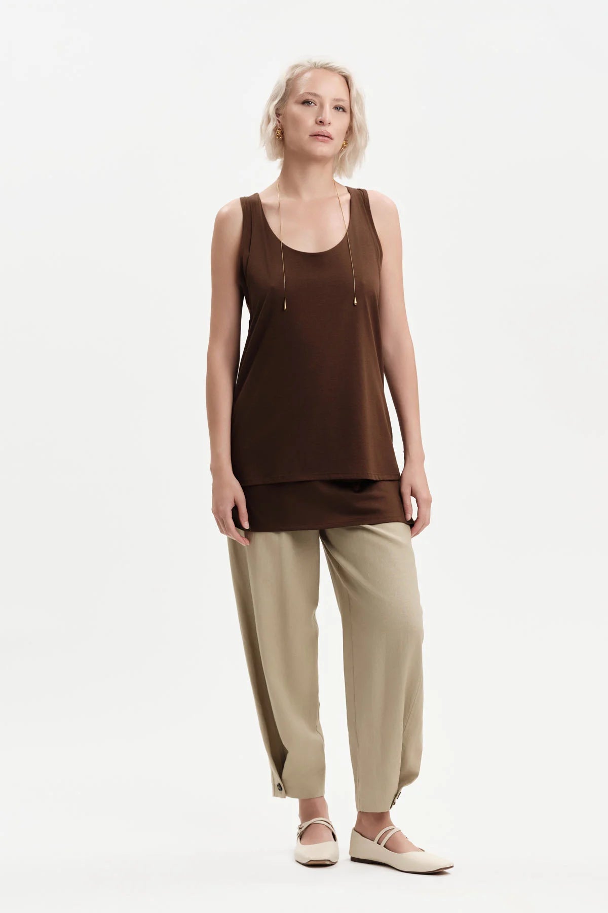 White Wise PANTALONI IN MISTOLINO CON BOTTONE ORLO - WW31727