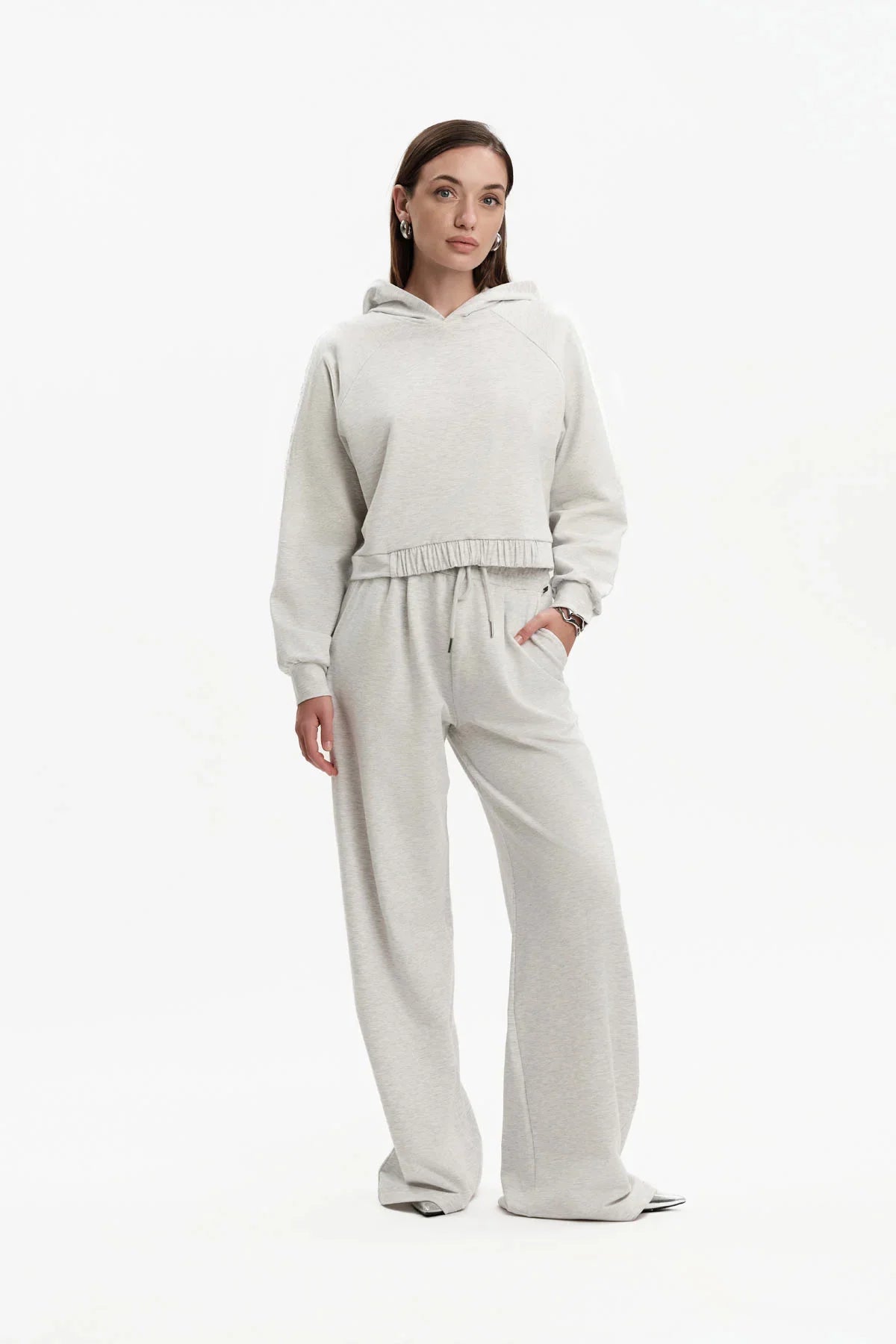 White Wise FELPA CROPPED CON CAPPUCCIO - WW31134