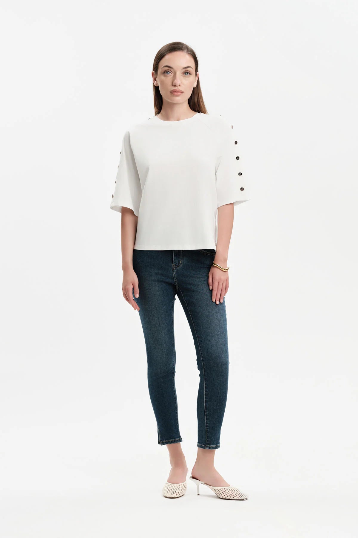 White Wise MAGLIA MANICA RAGLAN CON BOTTONI - WW31152