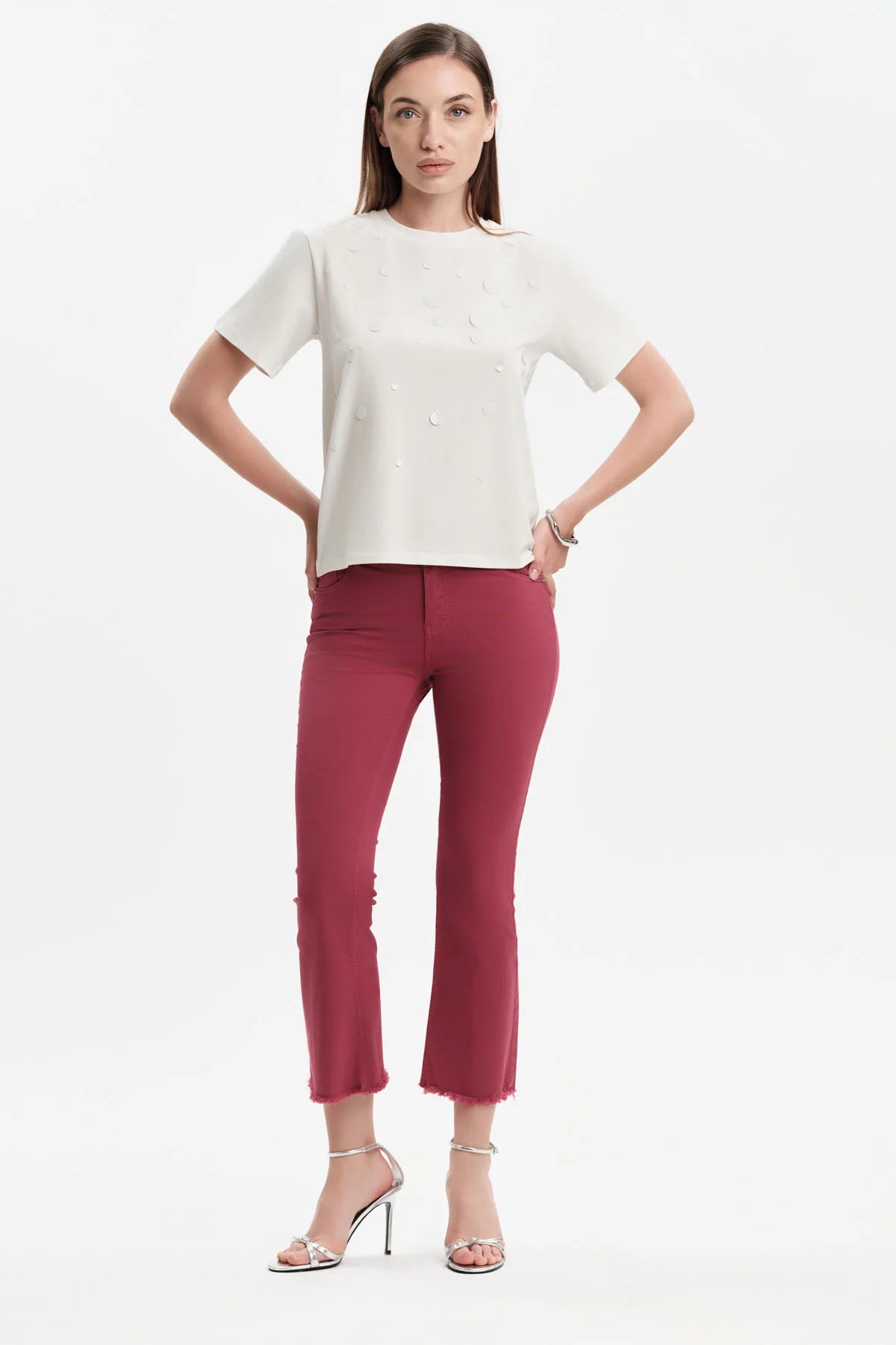 White Wise T-SHIRT CON MACROPAILLETTES - WW31156