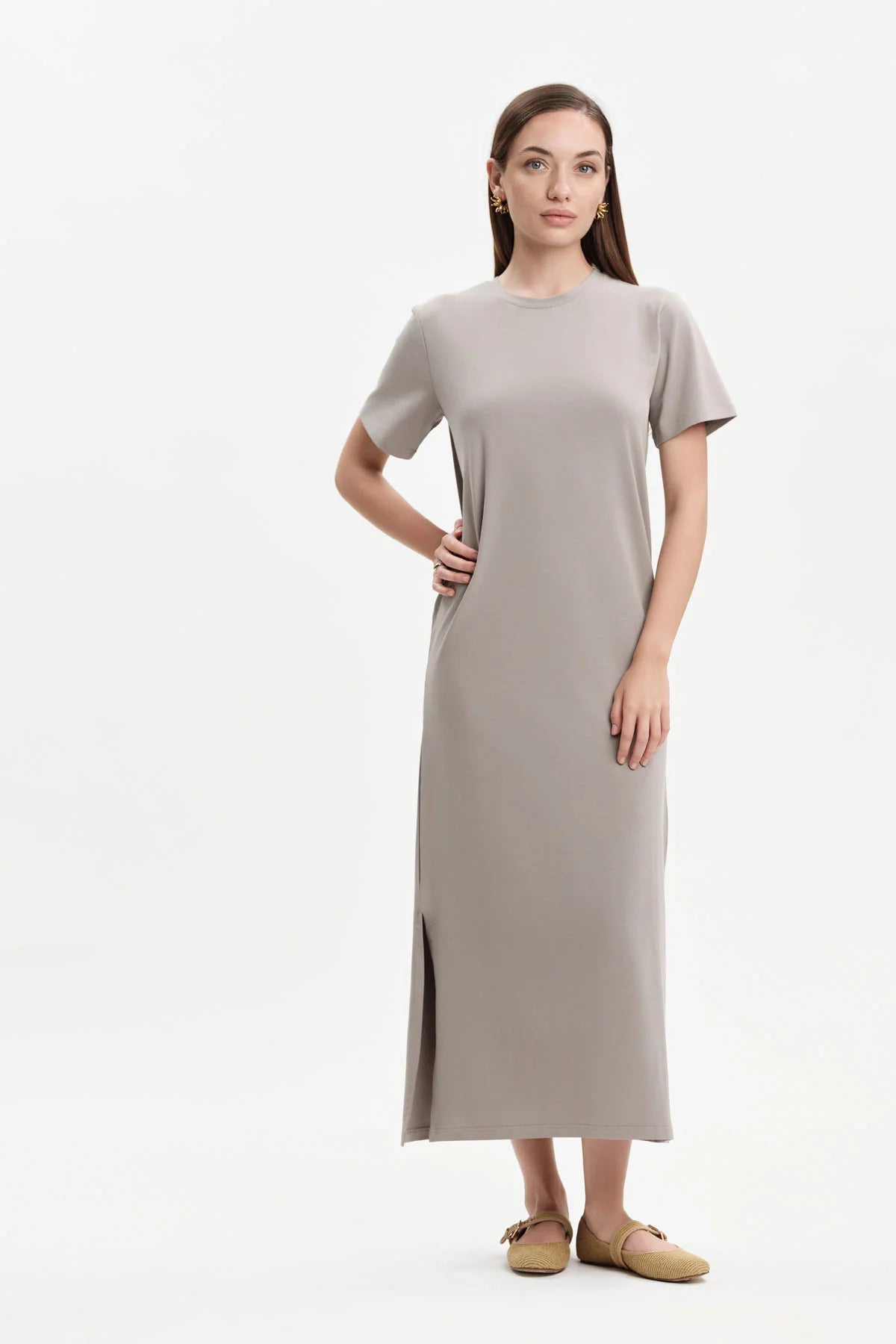 White Wise MAXI ABITO T-SHIRT CON SPACCO - WW31169