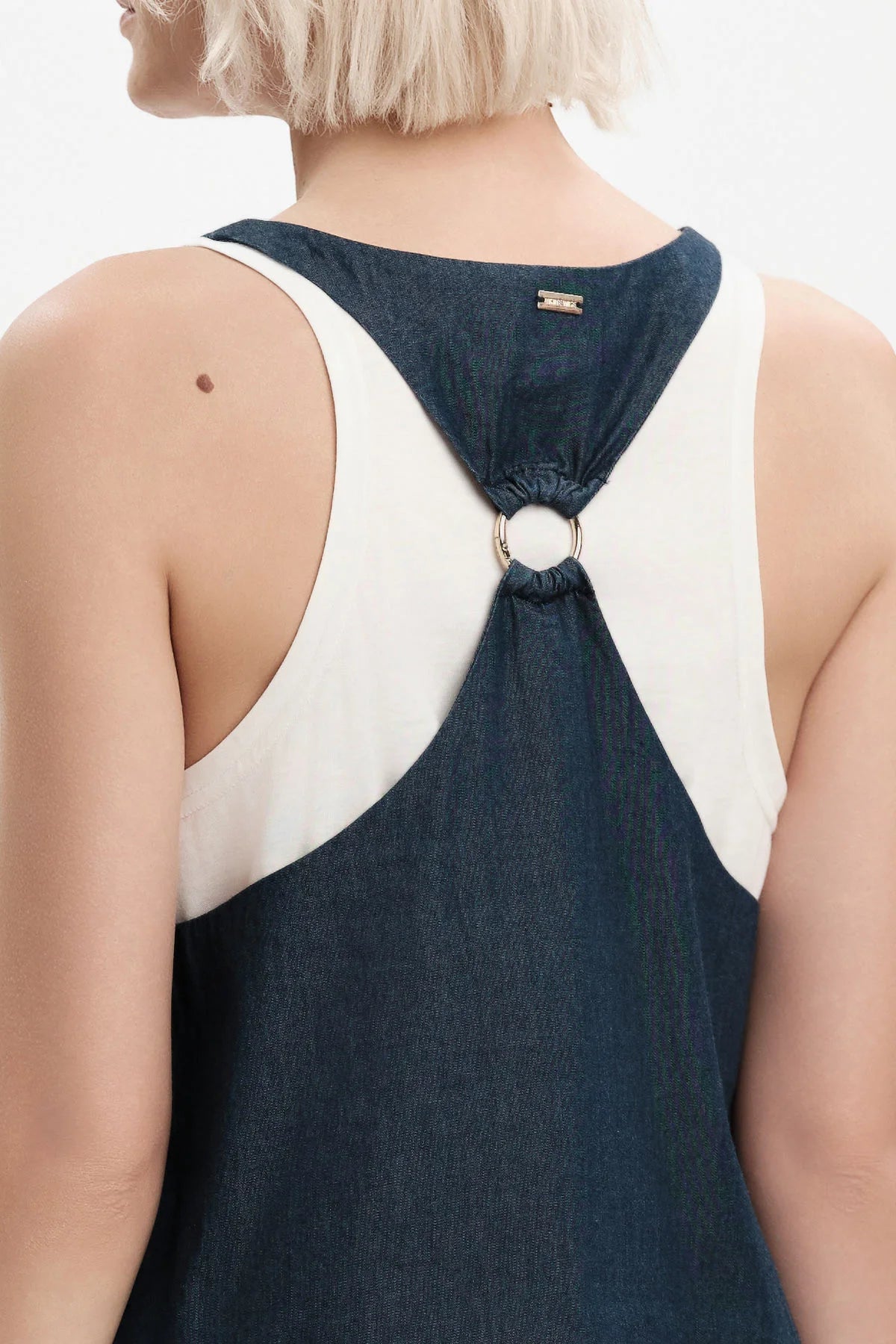 White Wise TOP CON DOPPIO PANNELLO IN CHAMBRAY - WW31262