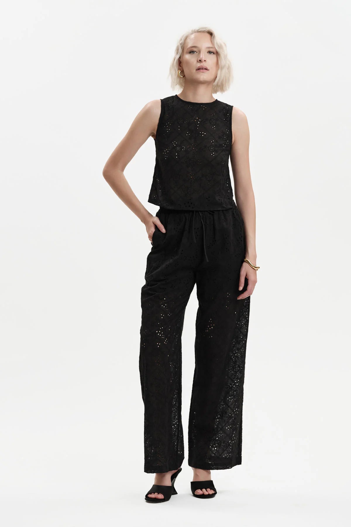 White Wise PANTALONI CON COULISSE SANGALLO - WW31504