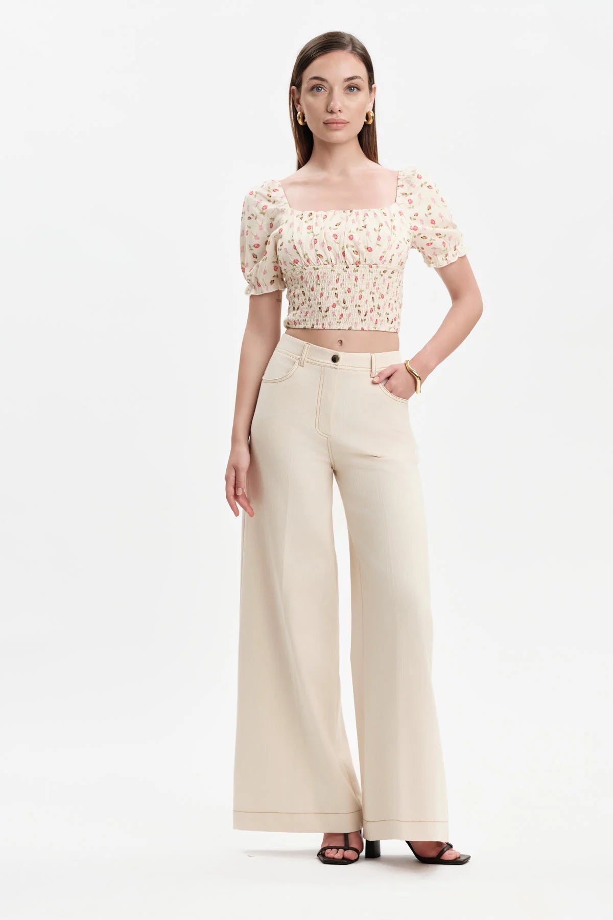 White Wise PANTALONI PALAZZO EFFETTO DENIM - WW31603