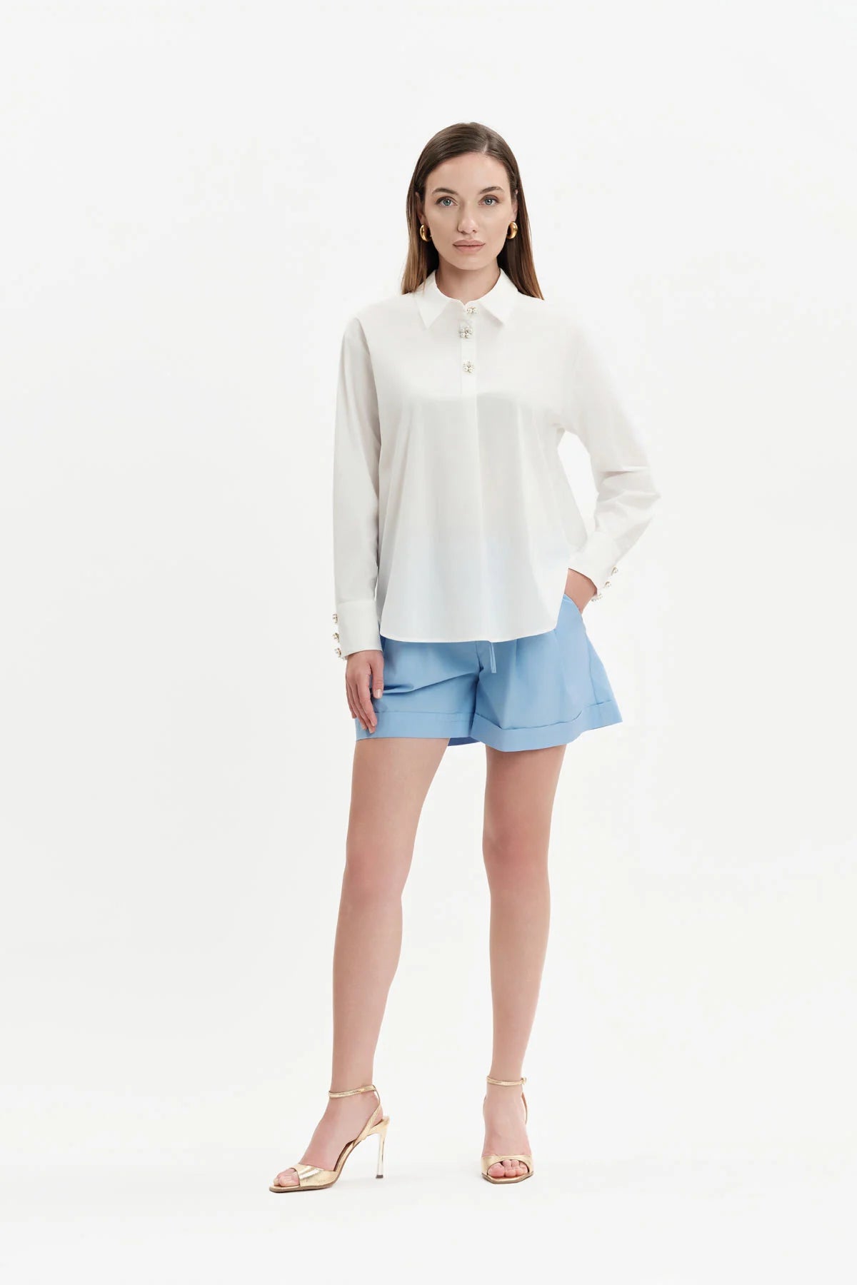 White Wise SHORTS CON COULISSE POPELINE - WW31692