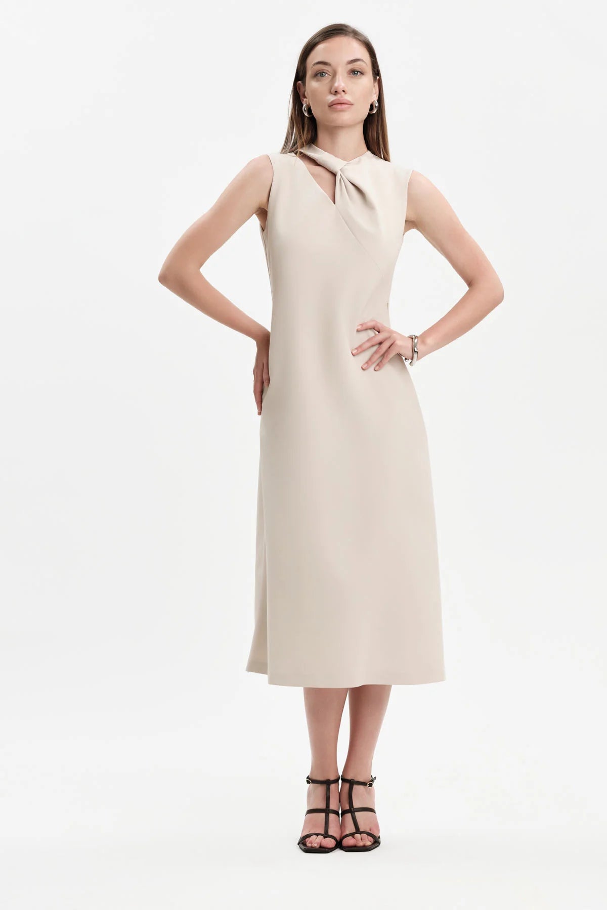 White Wise ABITO BI-STRETCH CON DRAPPEGGIO - WW31705