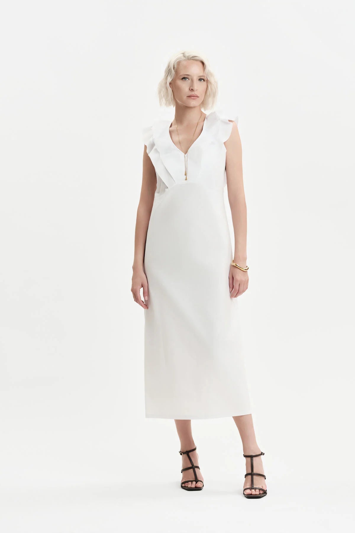 White Wise ABITO CON ROUCHE IN POPELINE - WW31801