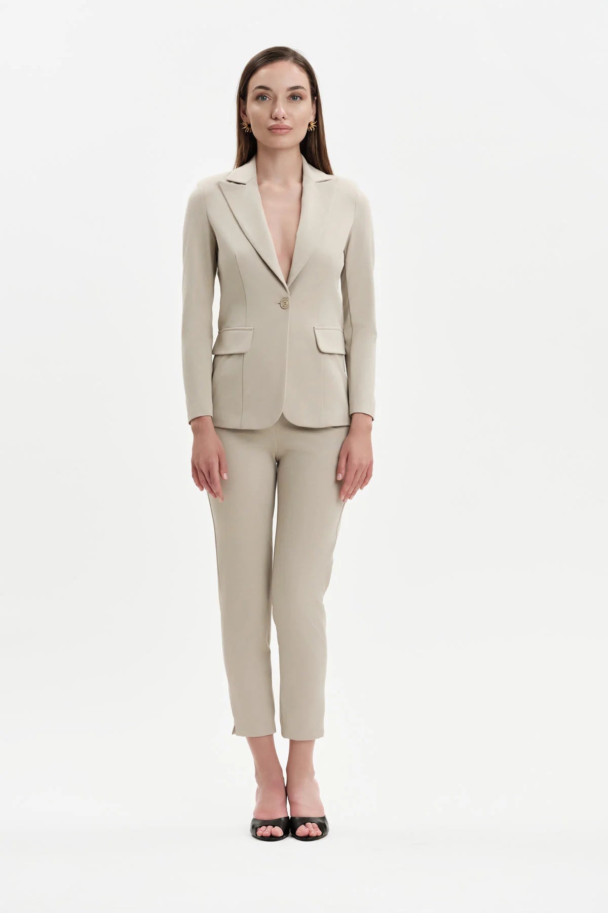 White Wise PANTALONI CON SPACCHETTO PUNTO MILANO COTONE - WW31823