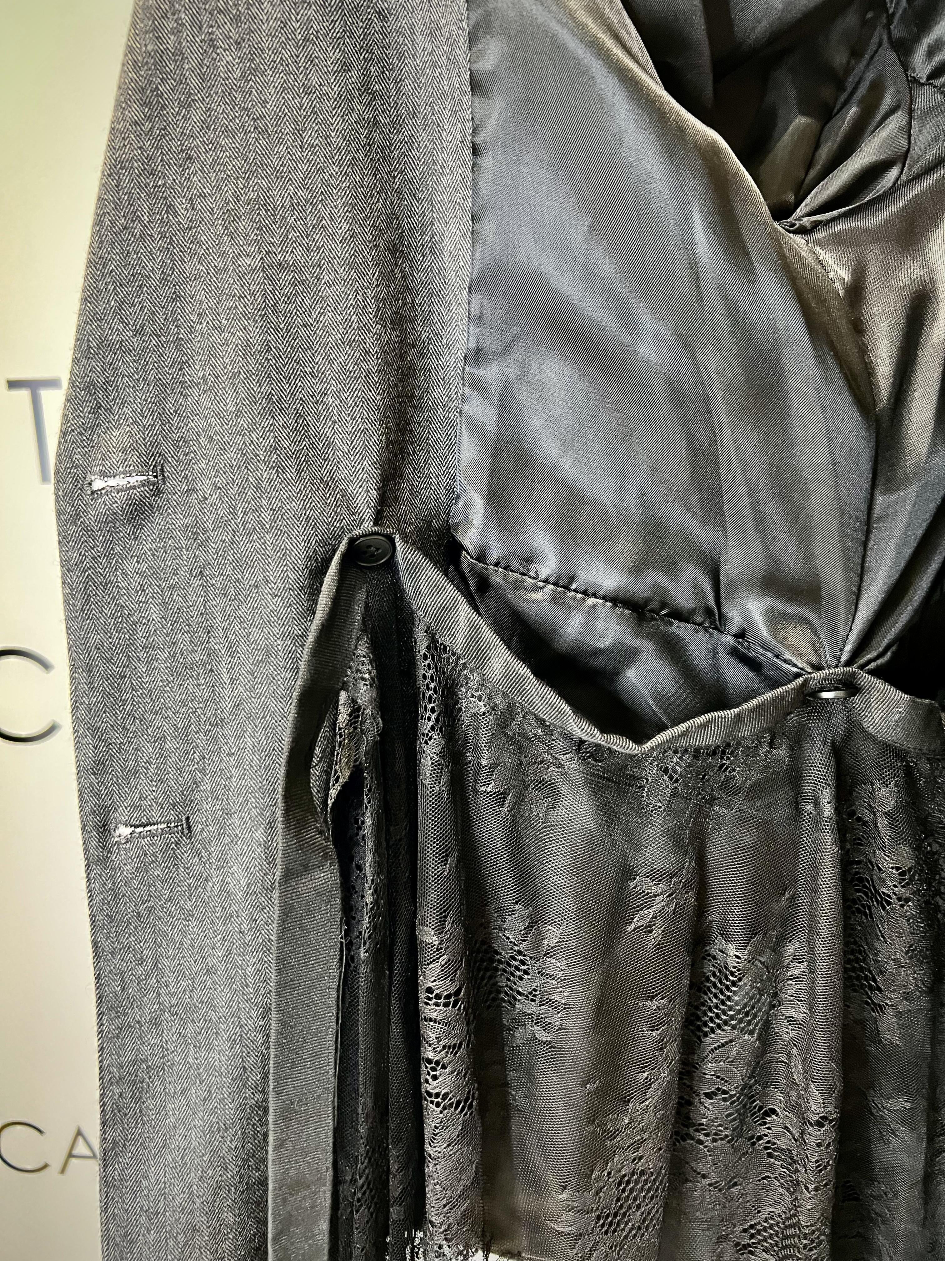 giacca over + gonna in pizzo   tensione in 37720GRIGO/NERO TENSIONE IN