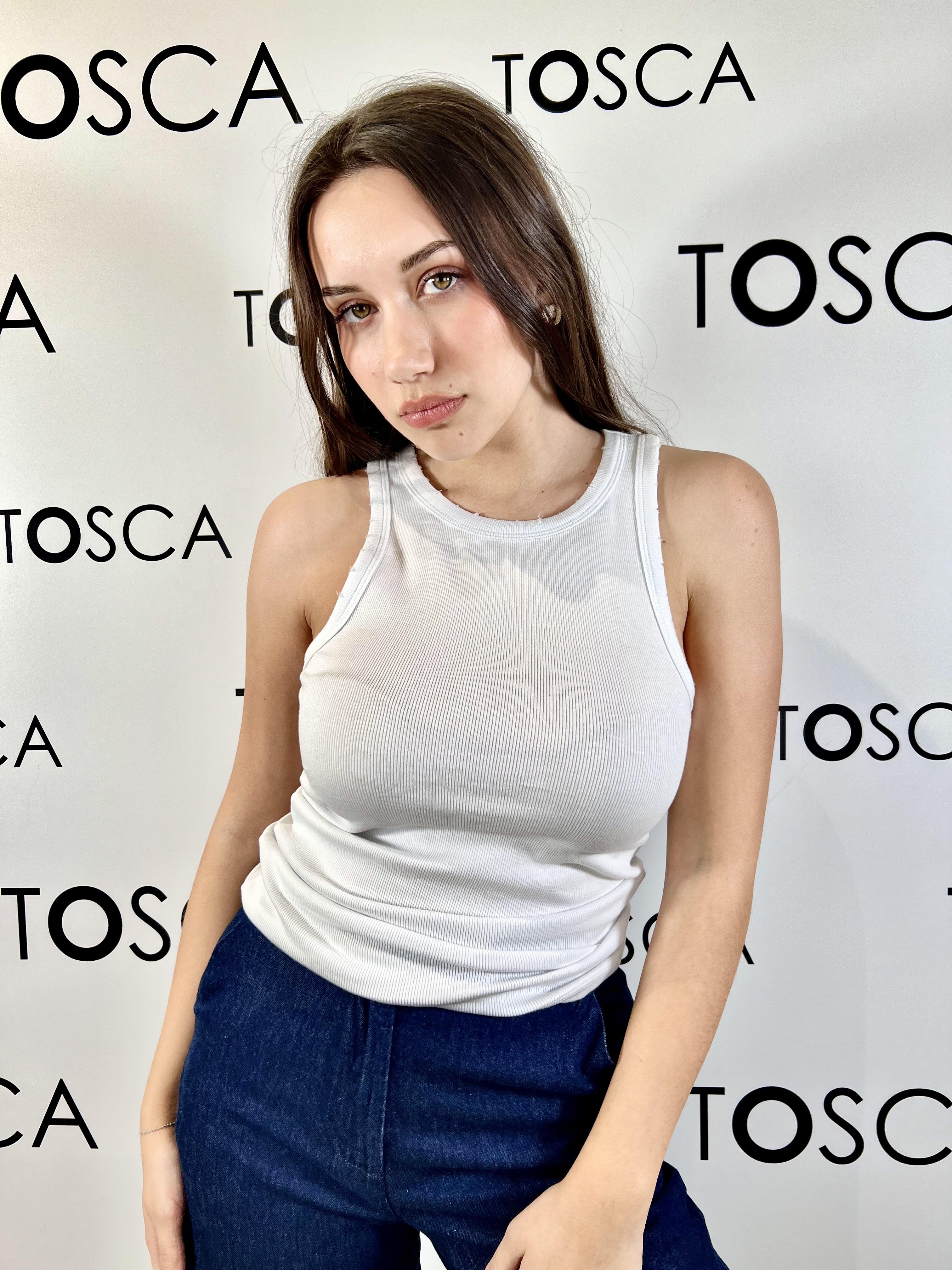 canotta a costine con rotture silvian heach GPP26312CNBIANCO SILVIAN HEACH