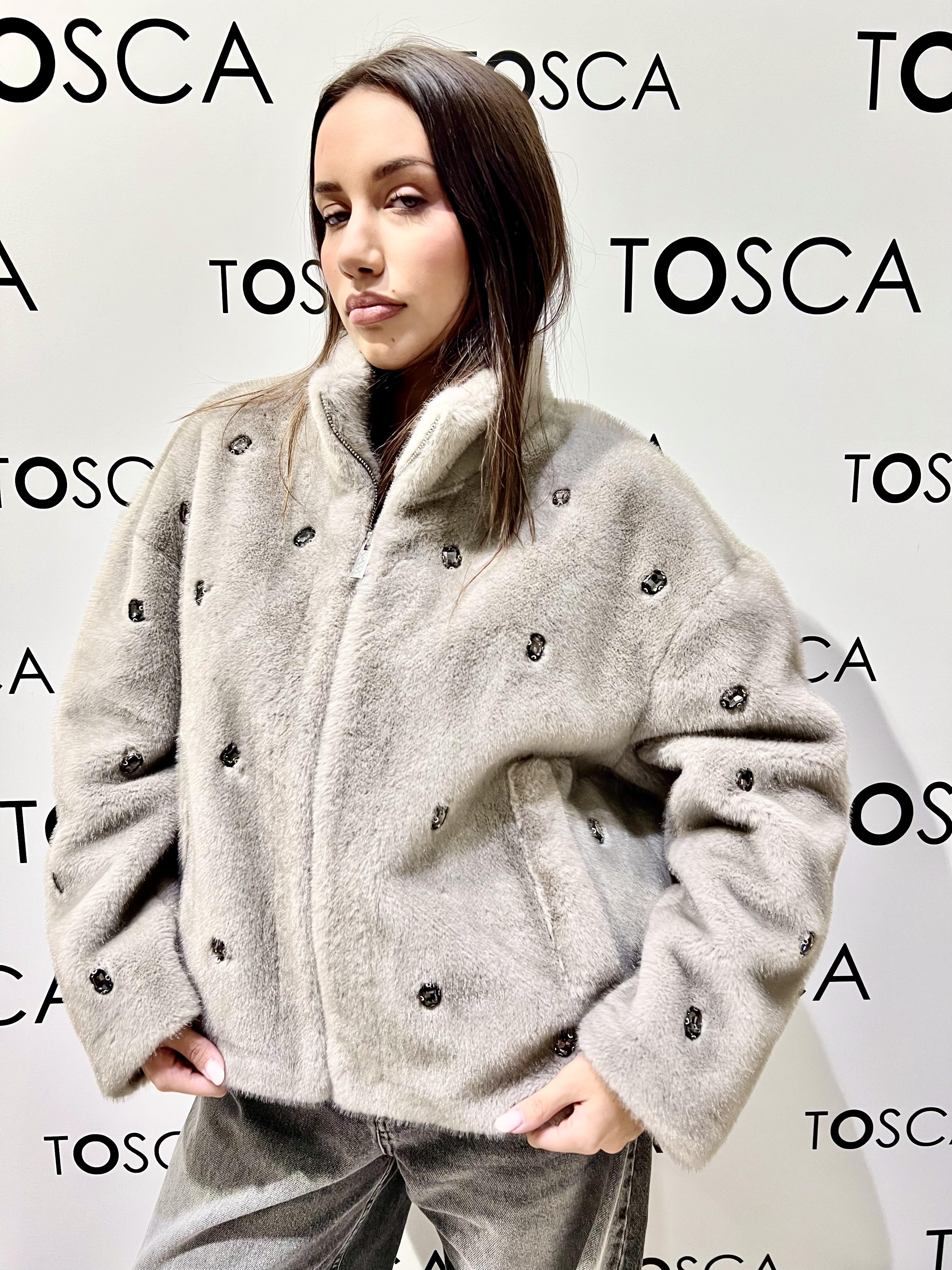 ecopelliccia con pietre TF0047BEIGE VICOLO