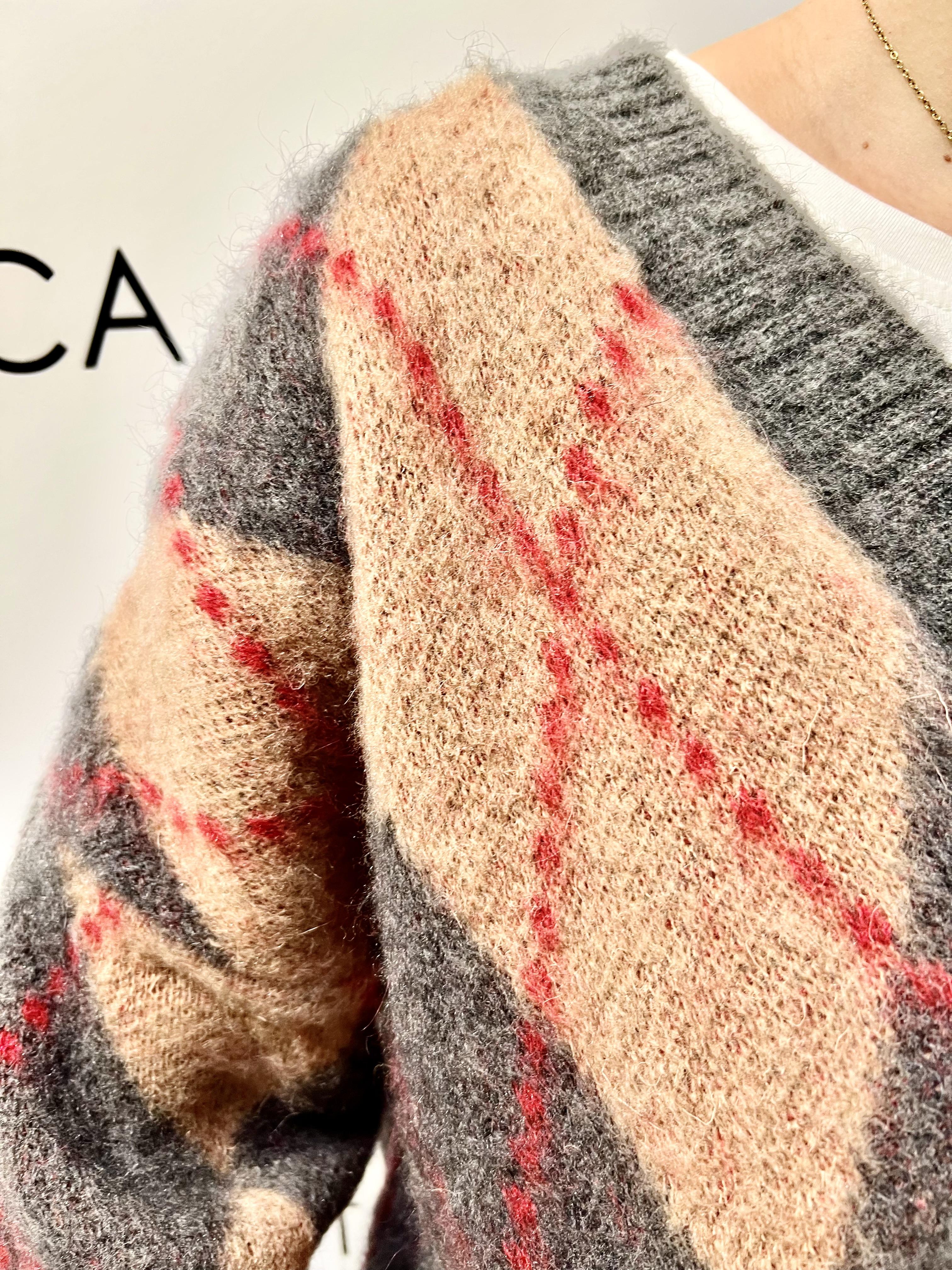 cardigan over rombi 3M1096NIGRIGIO-ROSA KONTATTO