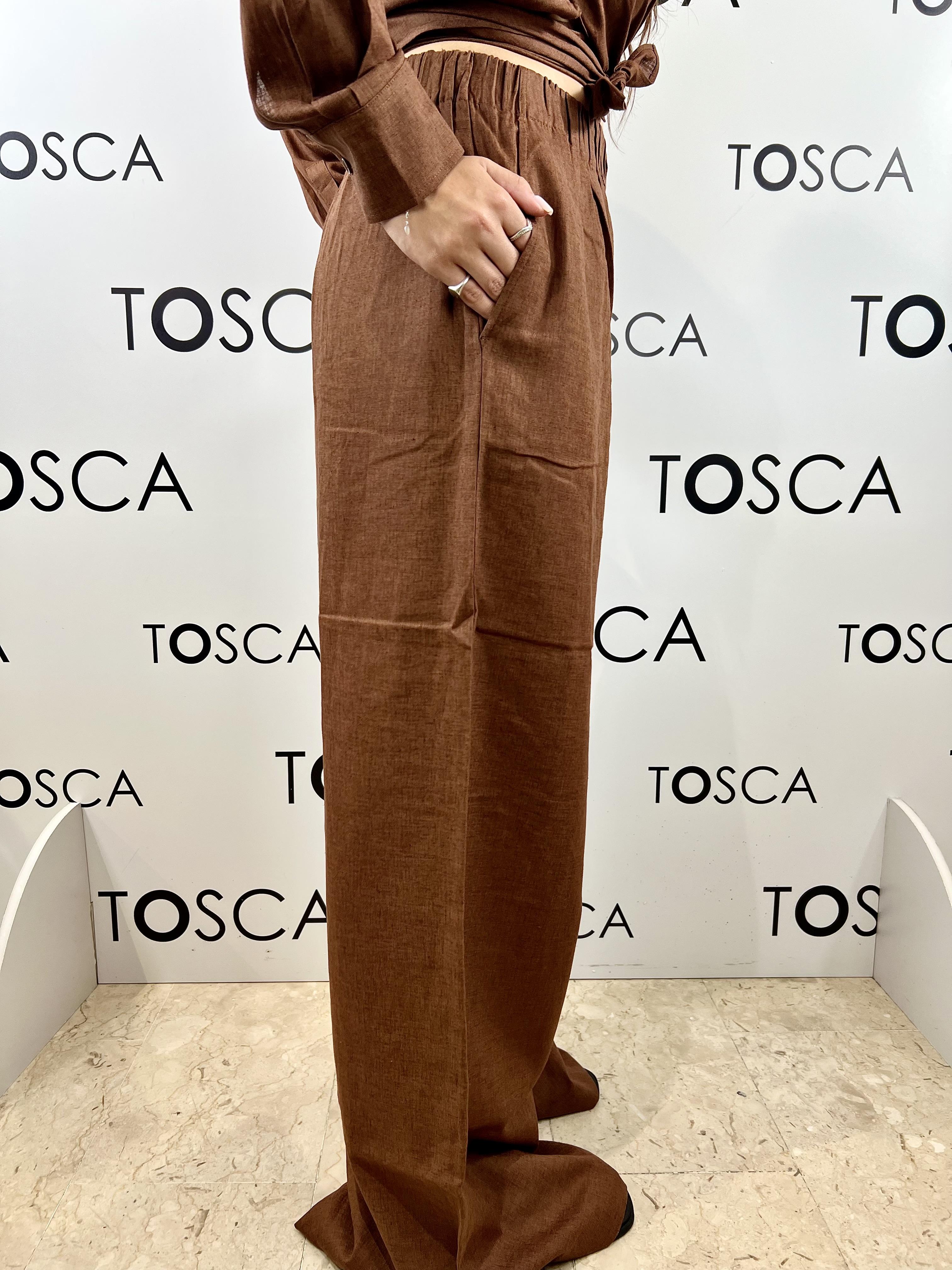 pantalone largo dritto in lino  hinnominate 