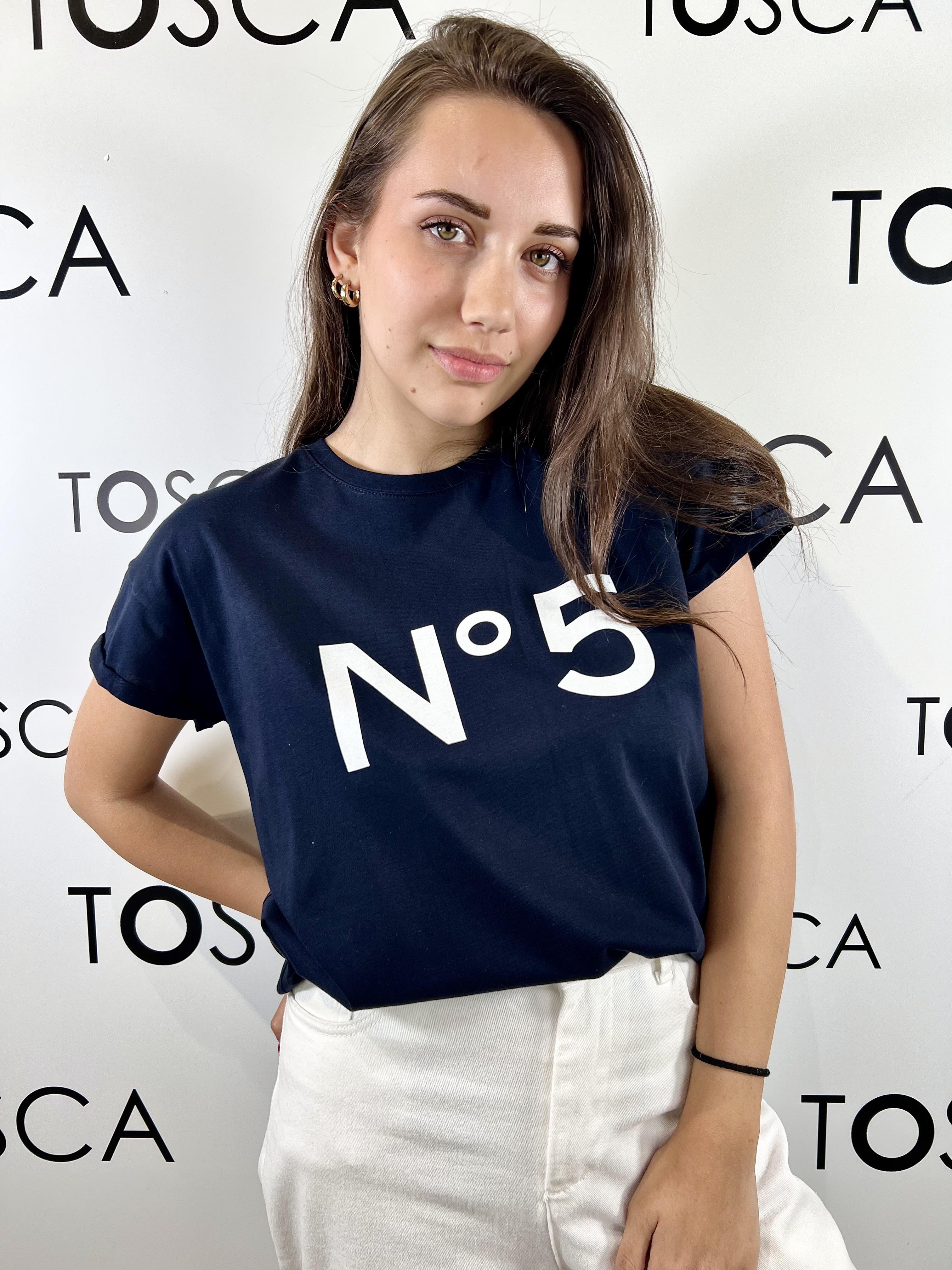 t-shirt con stampa n.5 tensione in 