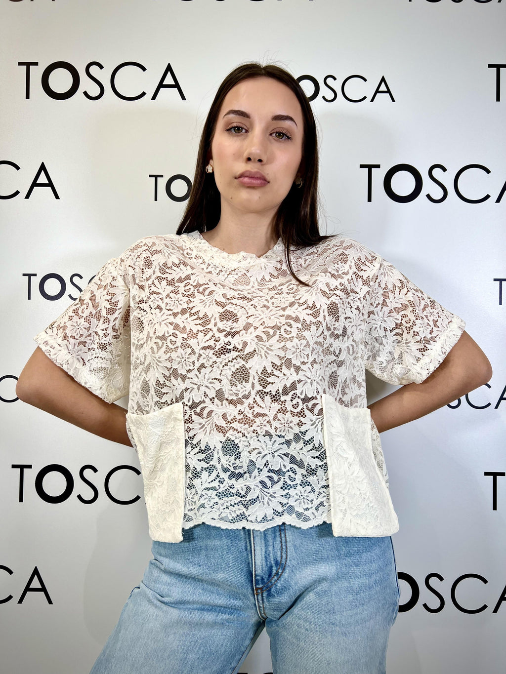t-shirt in pizzo vicolo TAB1293AVORIO VICOLO